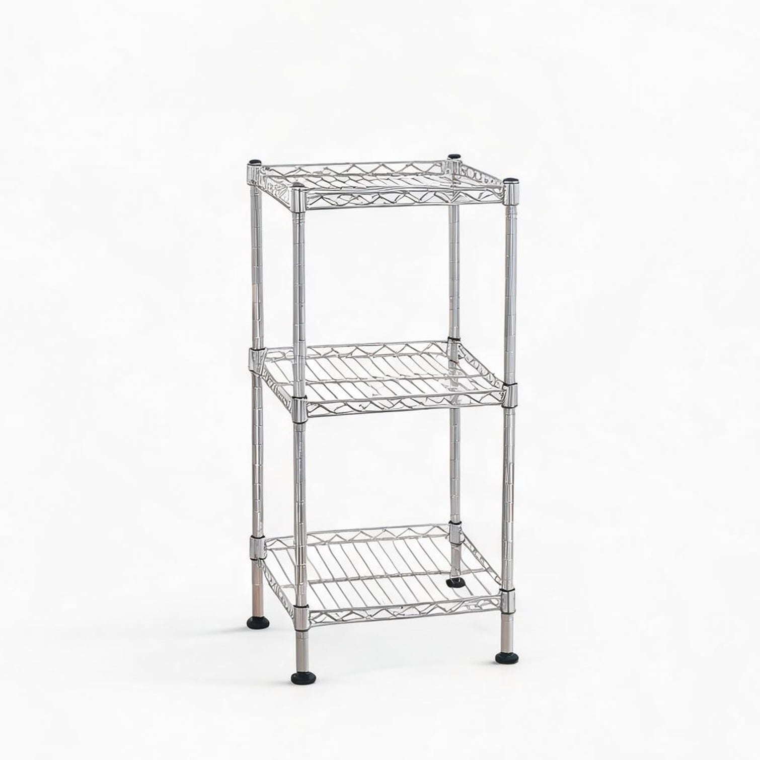 sunjurt Silver Steel Wire 3-Tier Storage Shelving Unit for Bathroom Closet Bedroom Organization 30x30x60 cm 66 lb per Shelf