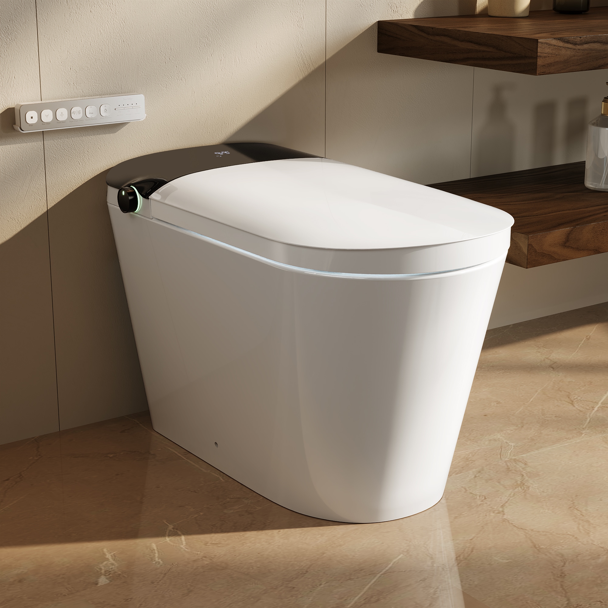 DeerValley DV-1S0442-V3 Vertex White (Auto Open/Close) Dual Flush Elongated Chair Height Smart Soft Close 1-piece Bidet 12-in Rough-In 1.6 GPF - Thumbnail