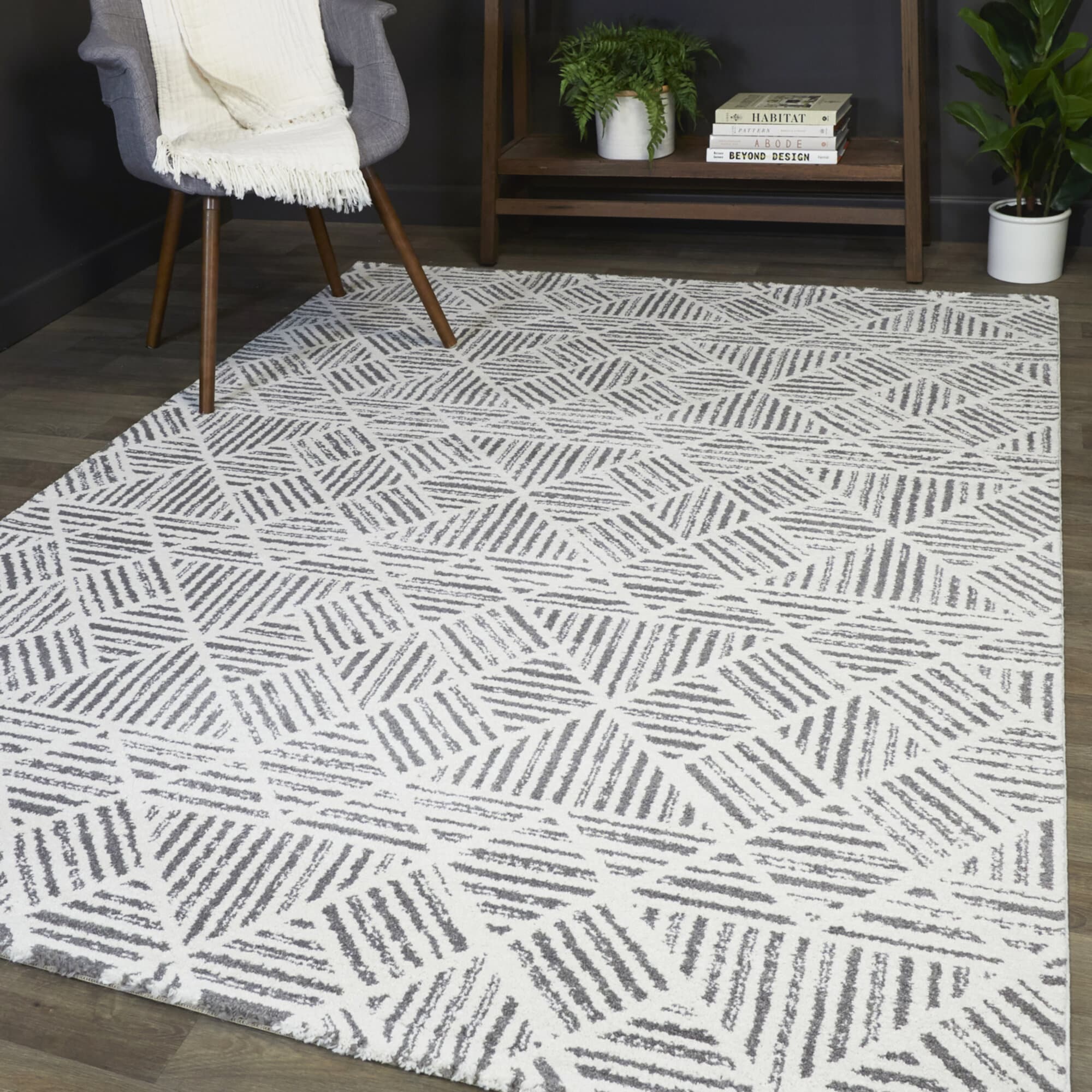 Balta 3098788 5 x 7 (ft) Loomed Polypropylene Grey Rectangular Indoor Geometric Mid-Century Modern Area rug