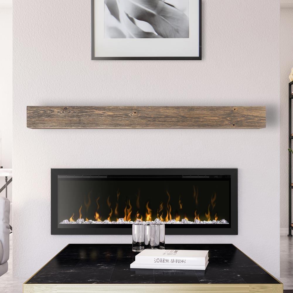 Mantels Direct VAIL-48-DRFT 48-in W x 4-in H x 8-in D Driftwood Pine Hollow Rustic Fireplace Mantel