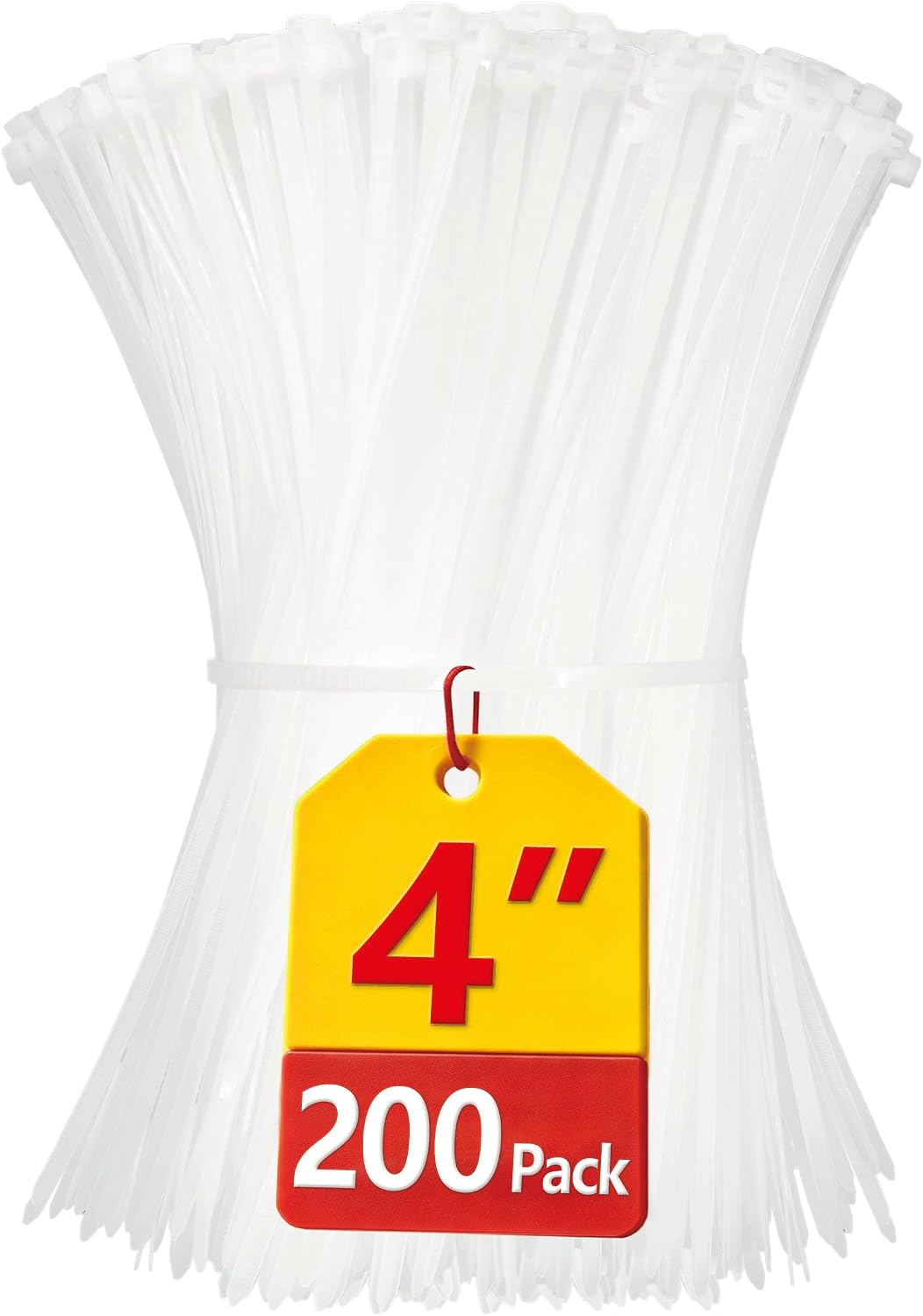 Anoson Small Zip Ties White Zip Ties 4 inch 200 Pack Clear Cable ties with 18 lb Tensile Strength Wire Ties Zipties Clear 