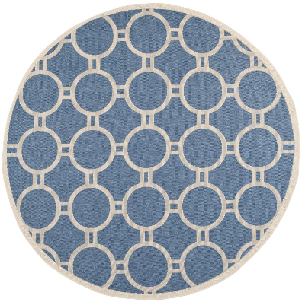 Safavieh CY6924-243-8R Courtyard Cannet 8 x 8 (ft) Loomed Polypropylene Blue/Beige Round Indoor/Outdoor Abstract Area rug