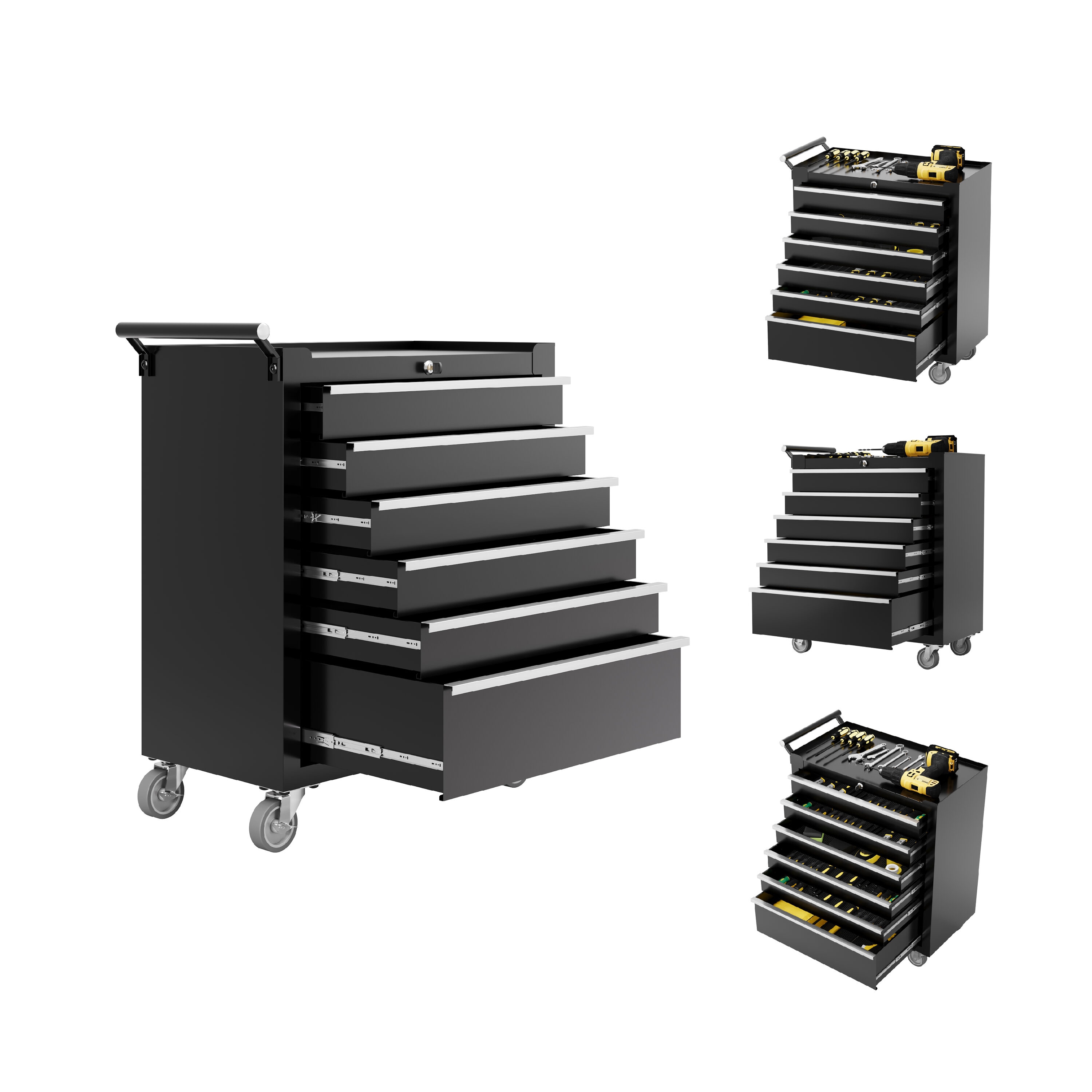Rolling Tool Chest 6 Drawers Tool Storage Cabinet Toolbox with Wheels Portable Tool Cabinet Organizer with Locking System and Drawer Liners Tool Storage Cart for Garage Workshop #BZI-D4OD-A6Y8ULA3SE