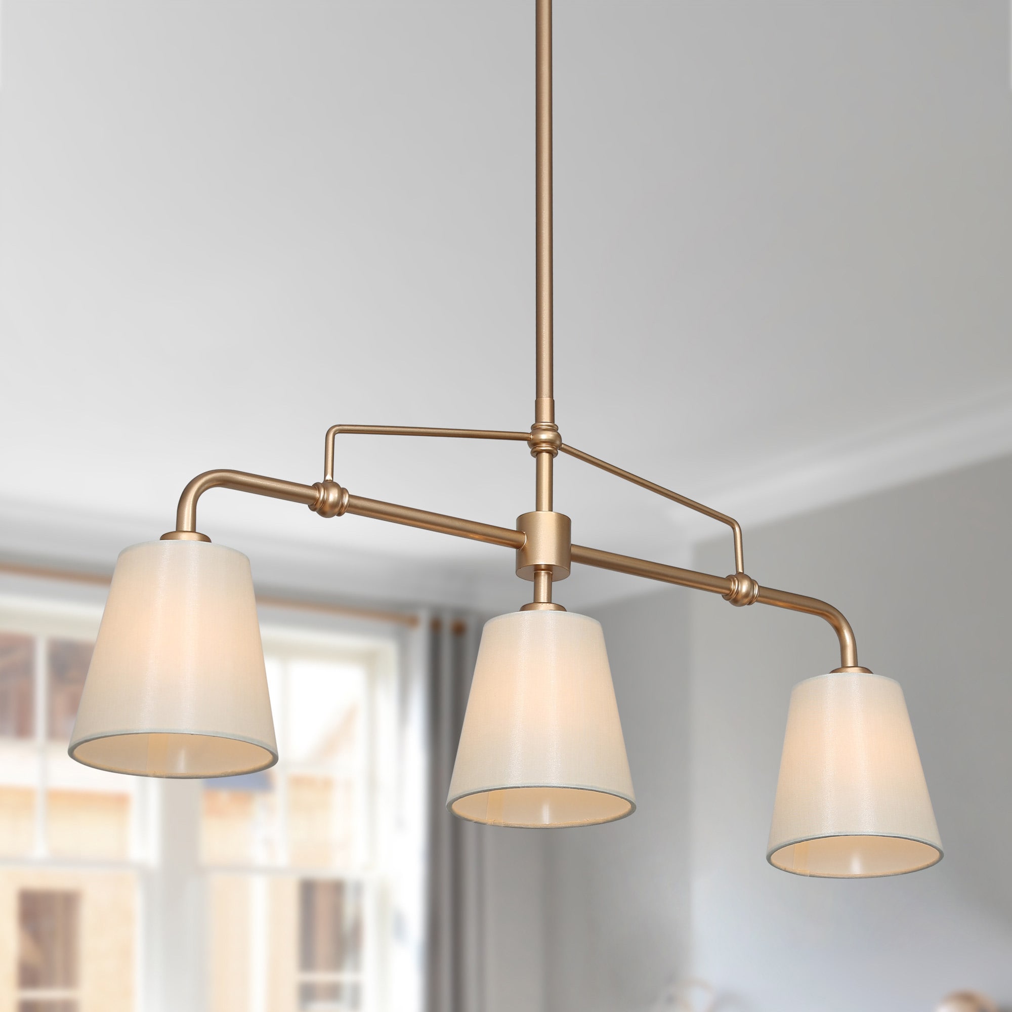 Uolfin 3-Light Matte Gold with Off-white Fabric Modern/Contemporary ...