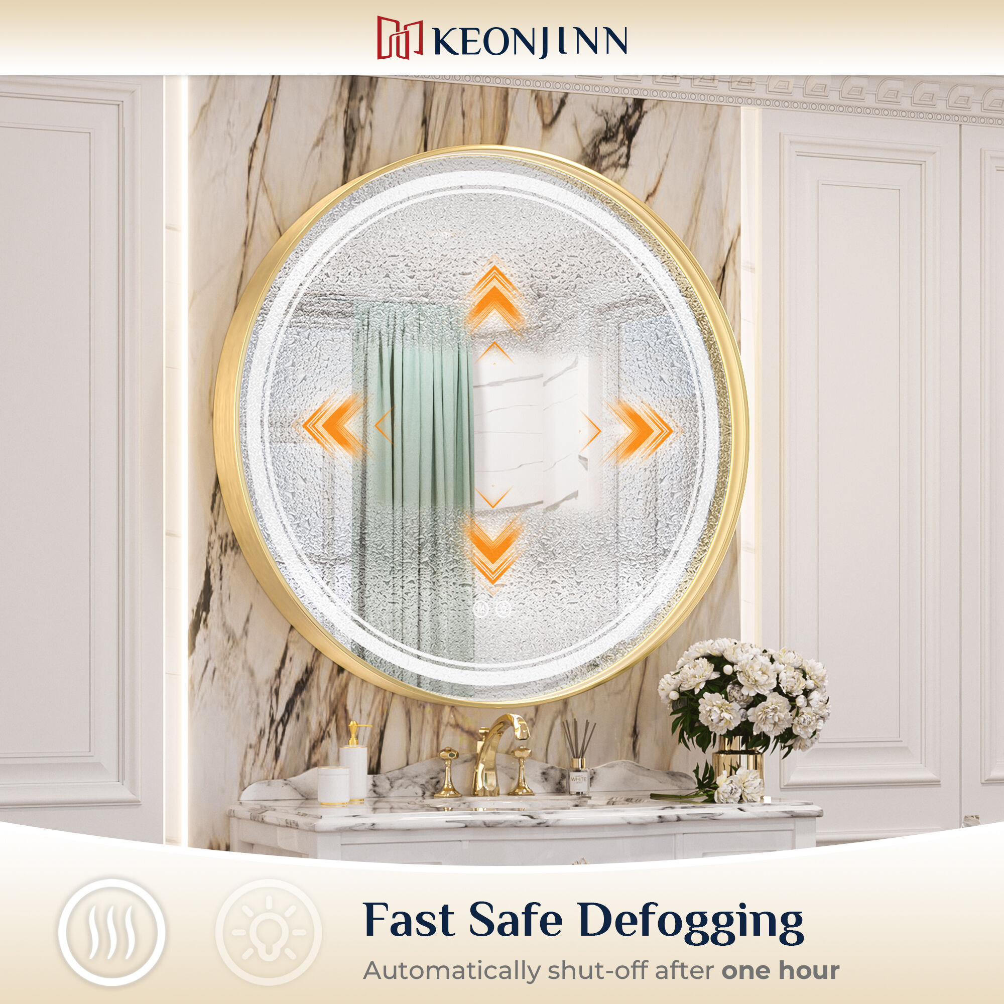 Keonjinn LW-JZ-ZG-MR61-GD Framed-Bath-Mirrors - View #4