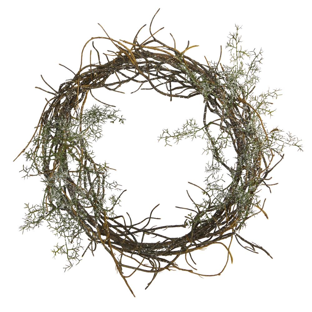 Nearly Natural 17-in Indoor Green Twig Artificial Christmas Wreath at ...