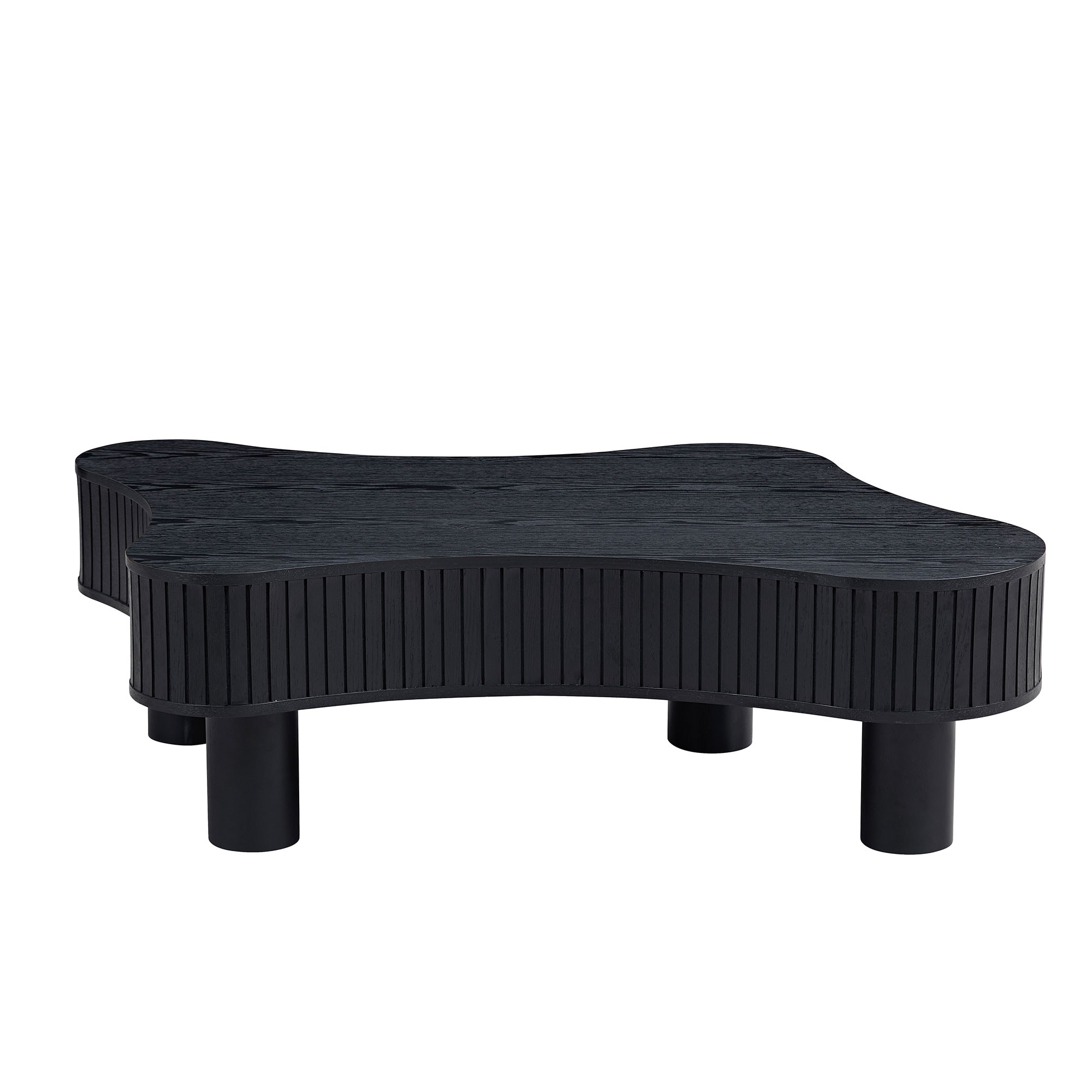 LUXEYARD 43 Inch Modern Wooden Handcraft Drum Coffee Table Irregular ...