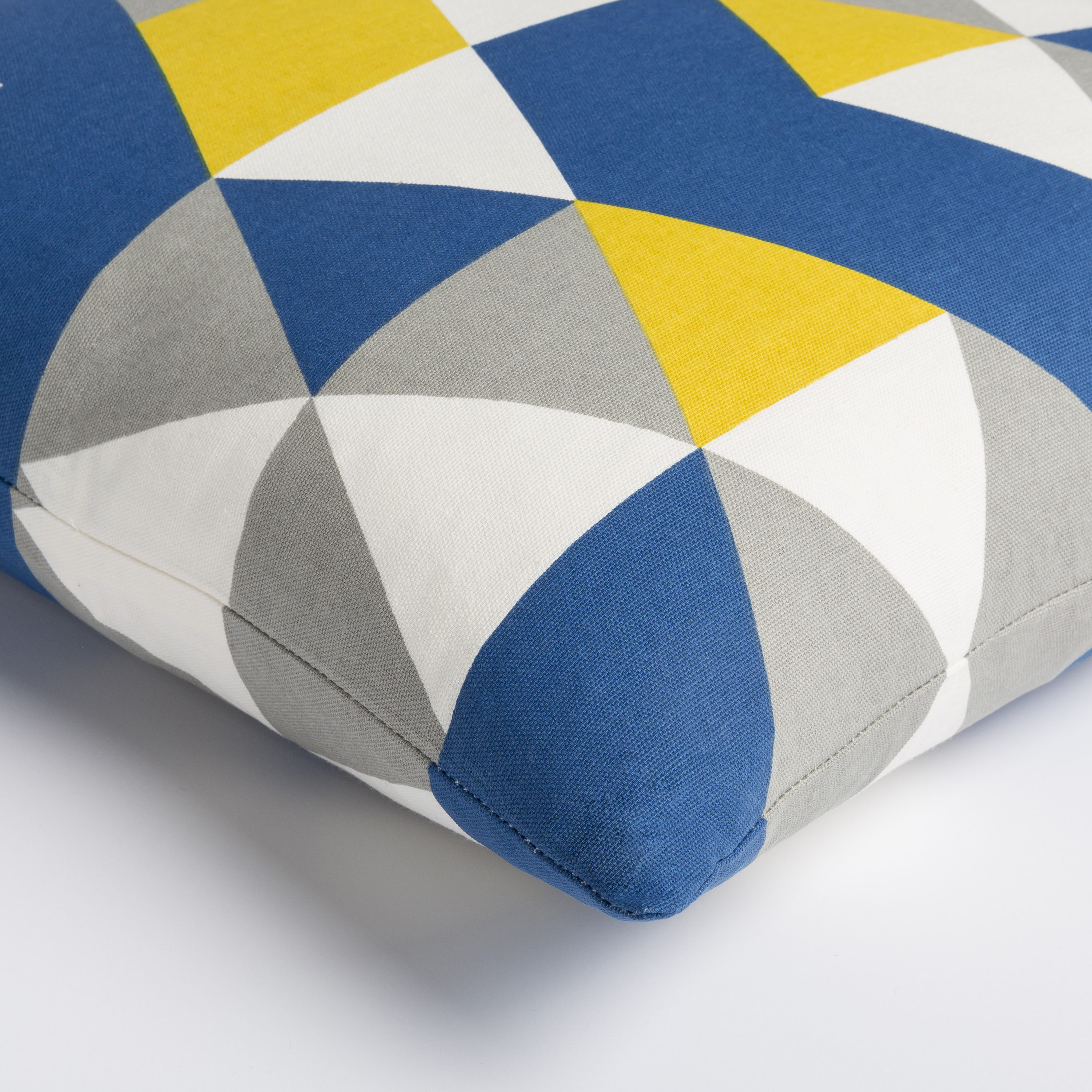 Trudy Geometric Blue and Yellow Cotton Throw Pillow Set