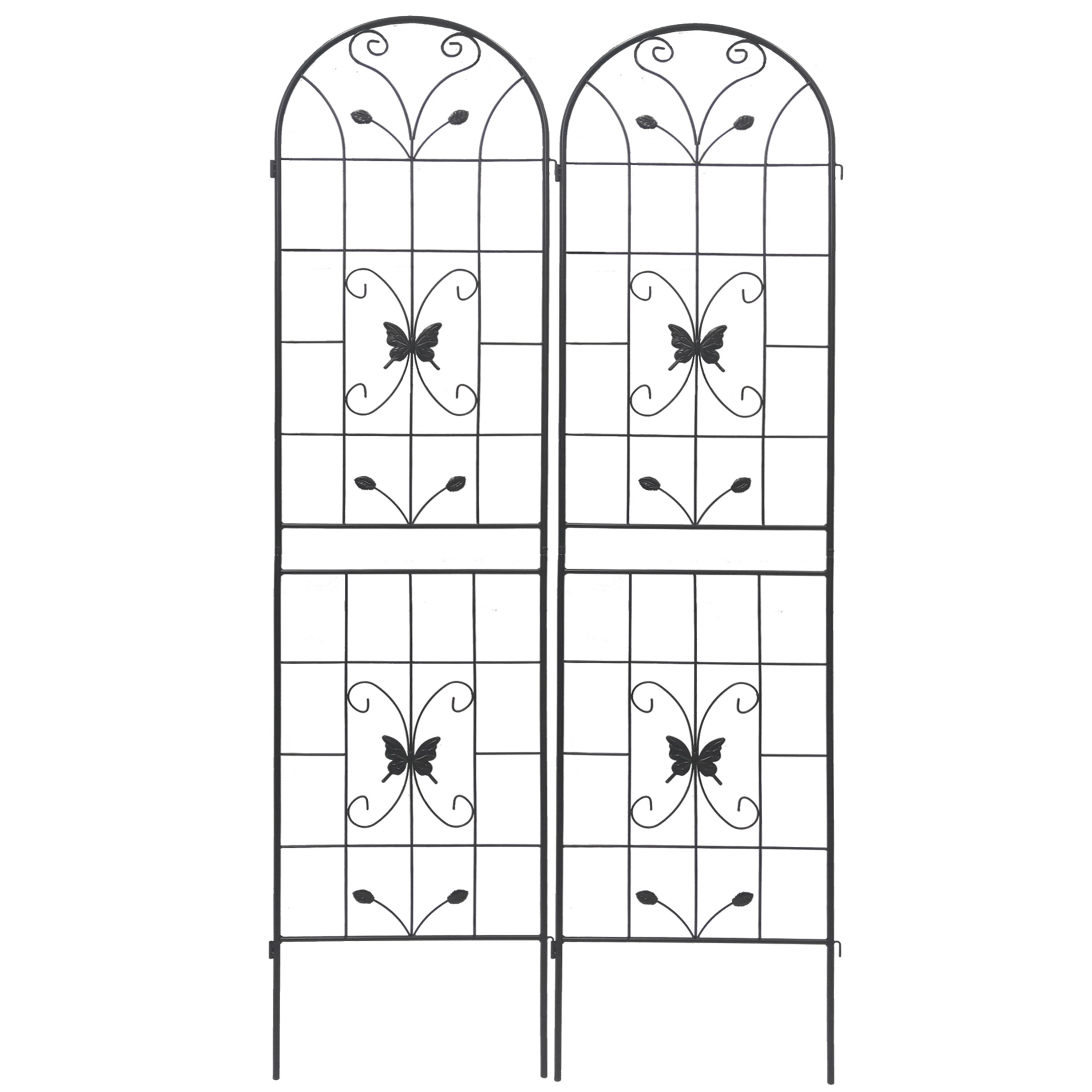 ToolCat NGG29-20-TTX 2 Pack 40-Inches W x 86.7-Inches H Black Iron Traditional Garden Trellis For Climbing Plants For Cucumbers For Roses