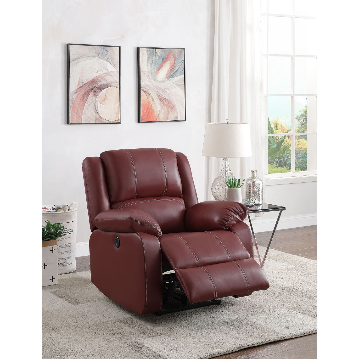 JASMODER 52153 37.00-Inches Modern Red Sofa