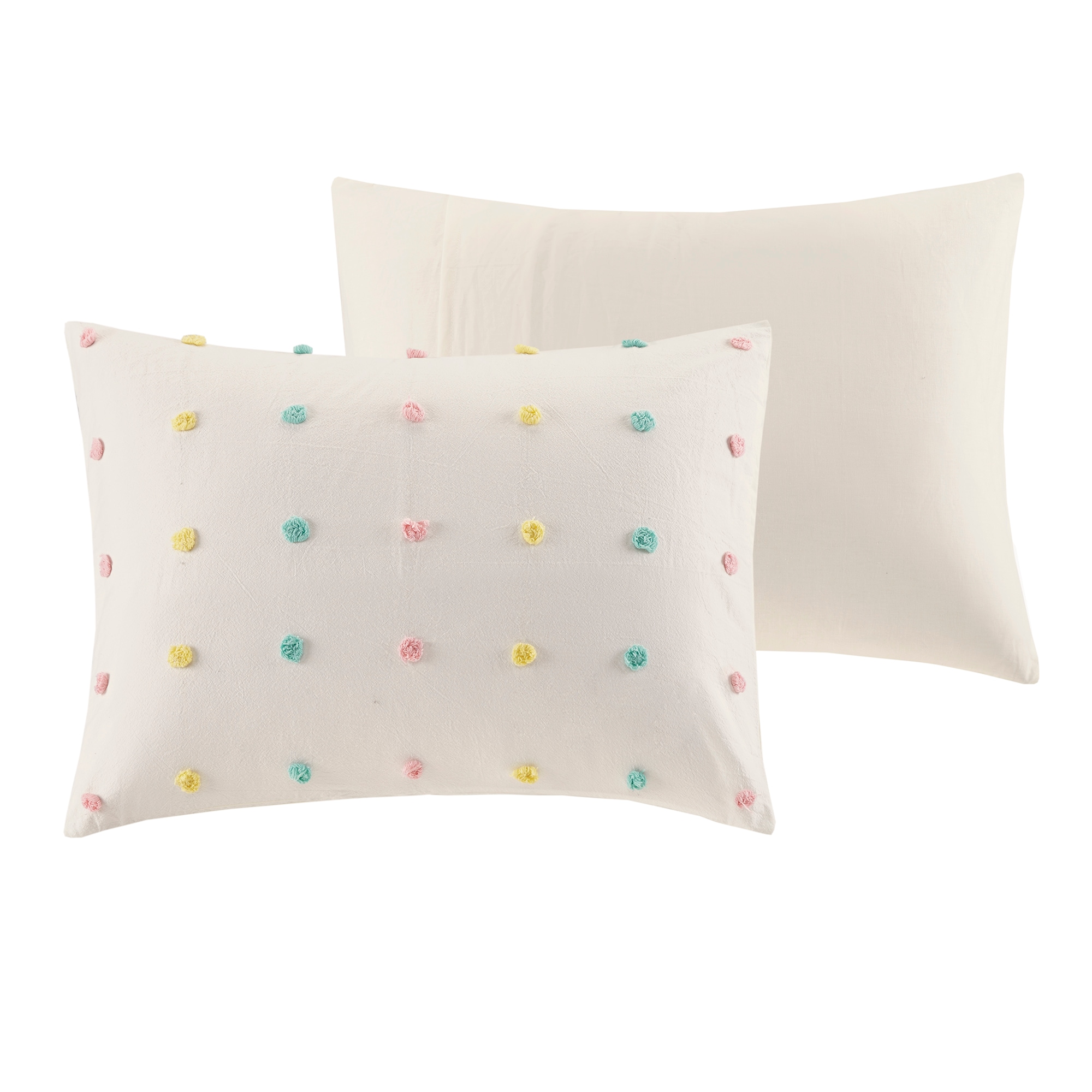 Full Multicolor Cotton Jacquard Pom Pom Comforter Set
