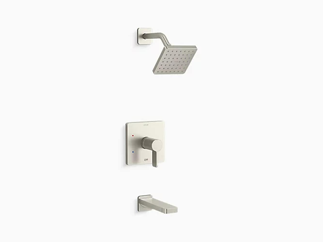 KOHLER K-TS23502-4-BN Rite-Temp Vibrant Brushed Nickel 1-handle Single function 6.25-Inches Square Bathtub and shower Faucet