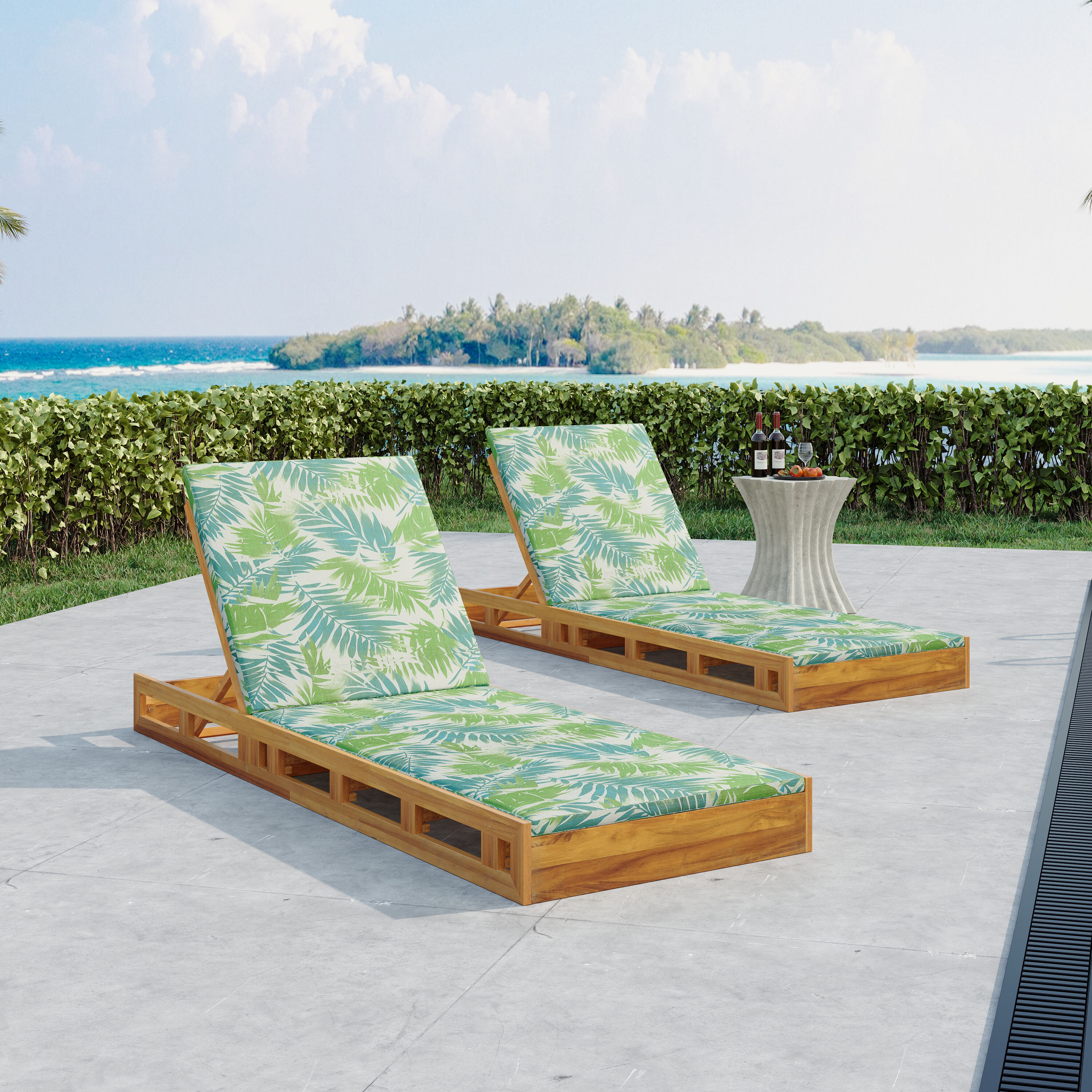 Christopher Knight Home - Outdoor Contemporary Acacia Wood Chaise Lounge 2 with Adjustable Backre...