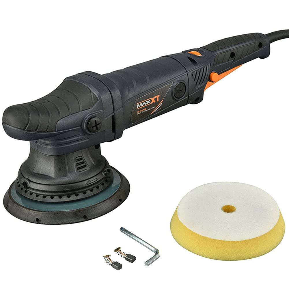 LUXEYARD Dual Action Car Buffer 21mm Random orbital Polisher 6 Variable Speeds 2100-5000 OPM 6 inch(150mm) backing plate with 4 polishing Pad 4M(13ft) Long Cable for car polishing and waxing