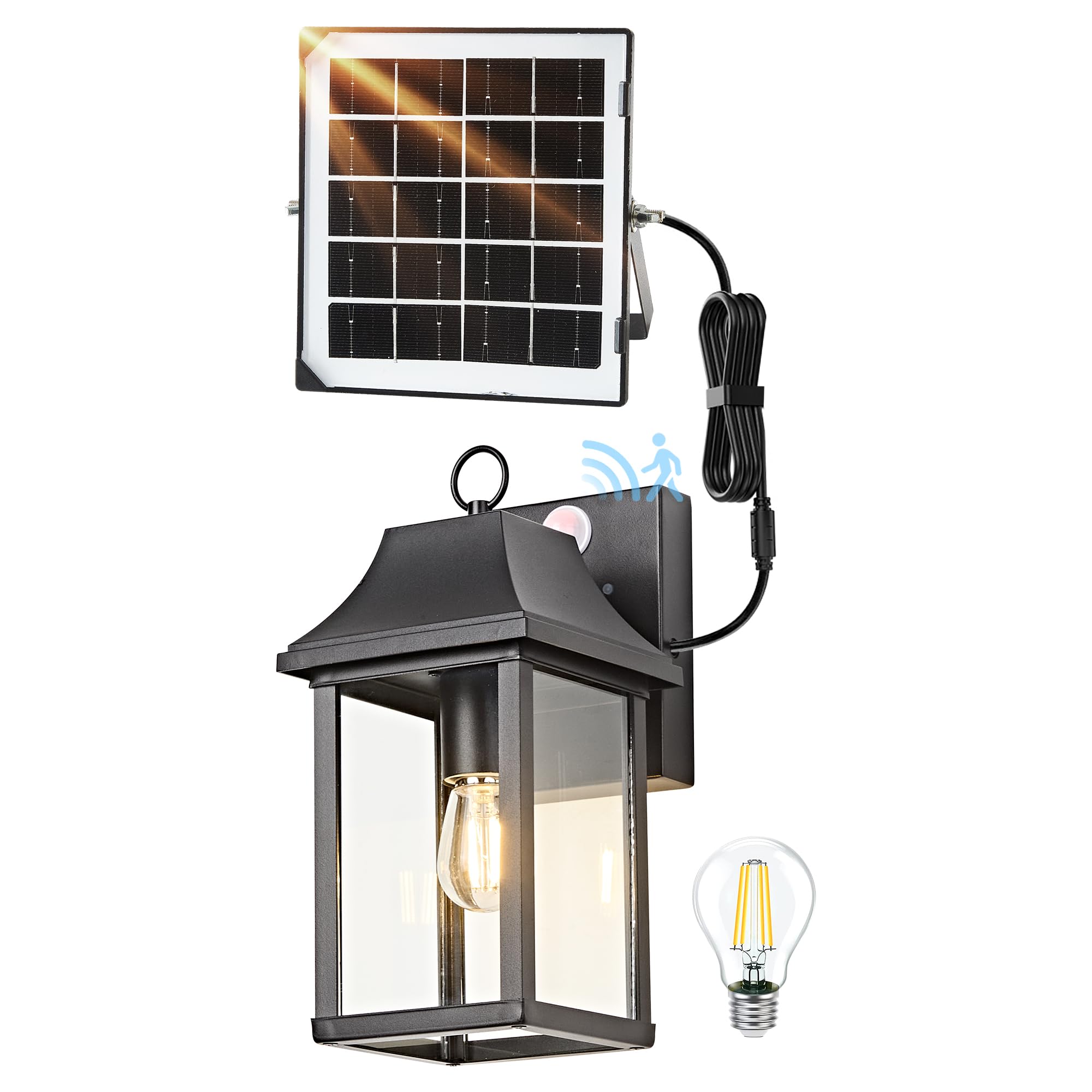 Vrbgify Solar Porch Light Outdoor Motion Sensor with Adjustable ...
