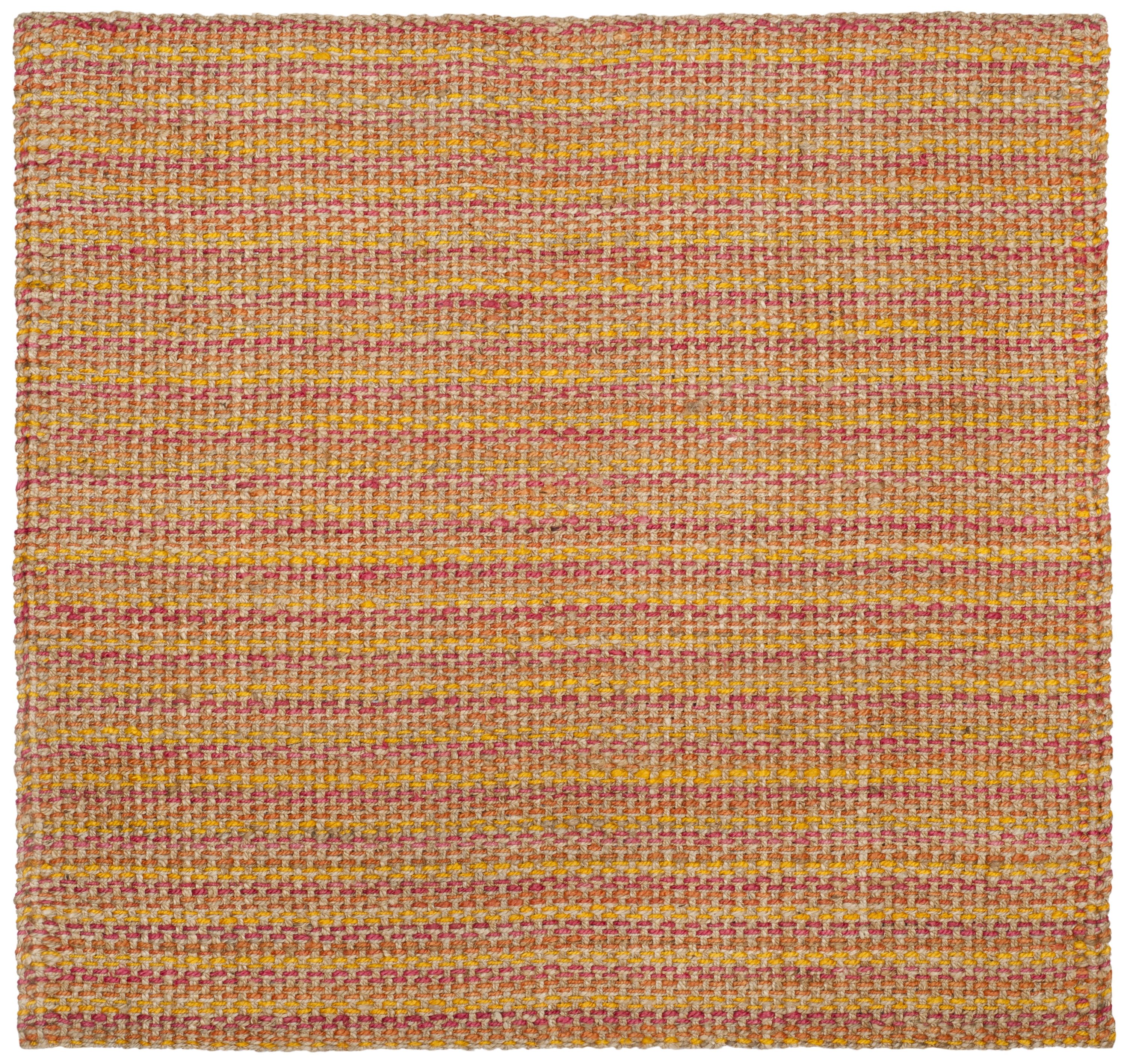Safavieh NF262A-6SQ Natural Fiber Margate 6 x 6 (ft) Jute Pink/Multi Square Indoor Stripe Coastal Area rug