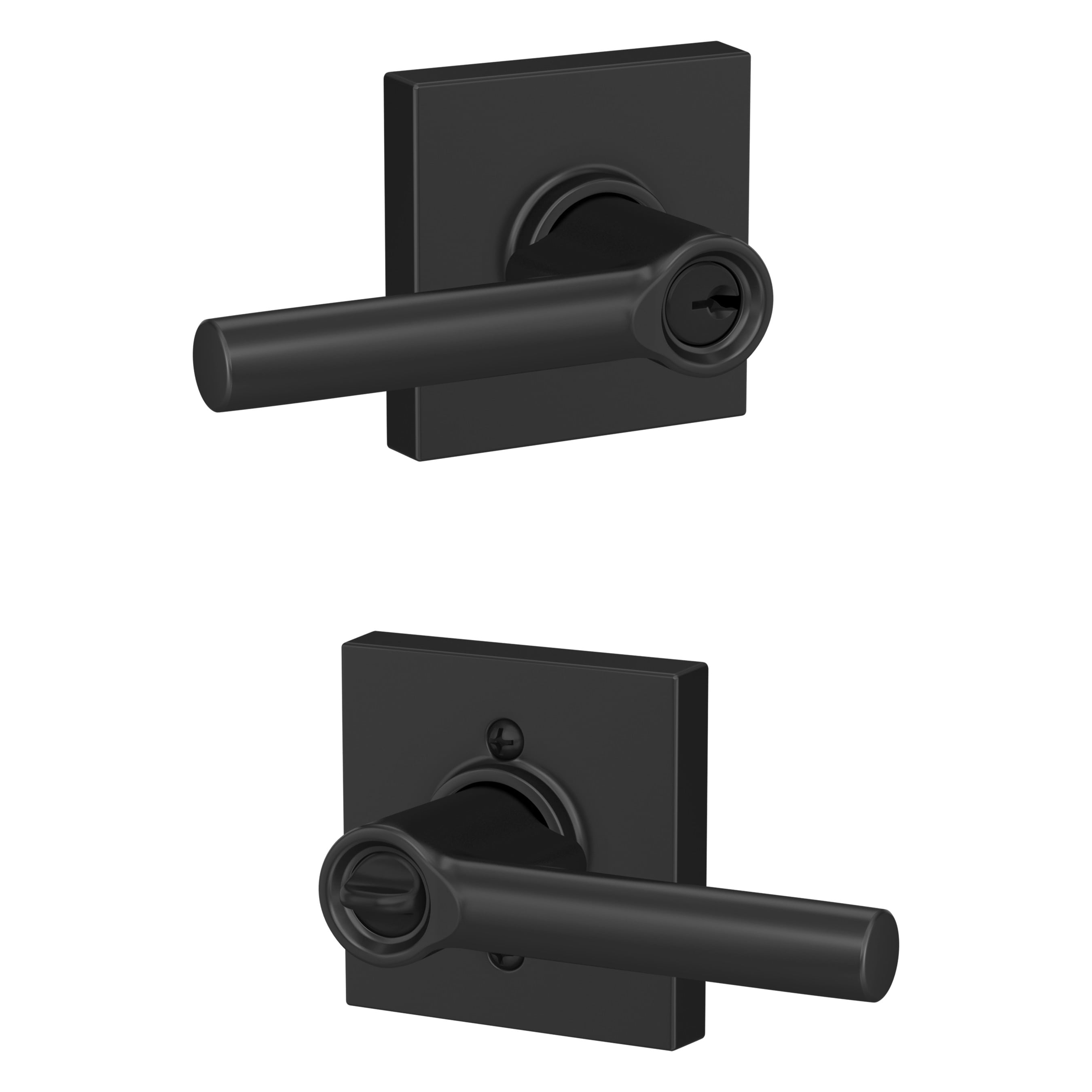 Schlage F51A BRW 622 COL Broadway - Collins Matte Black Exterior Keyed Entry Door Handle