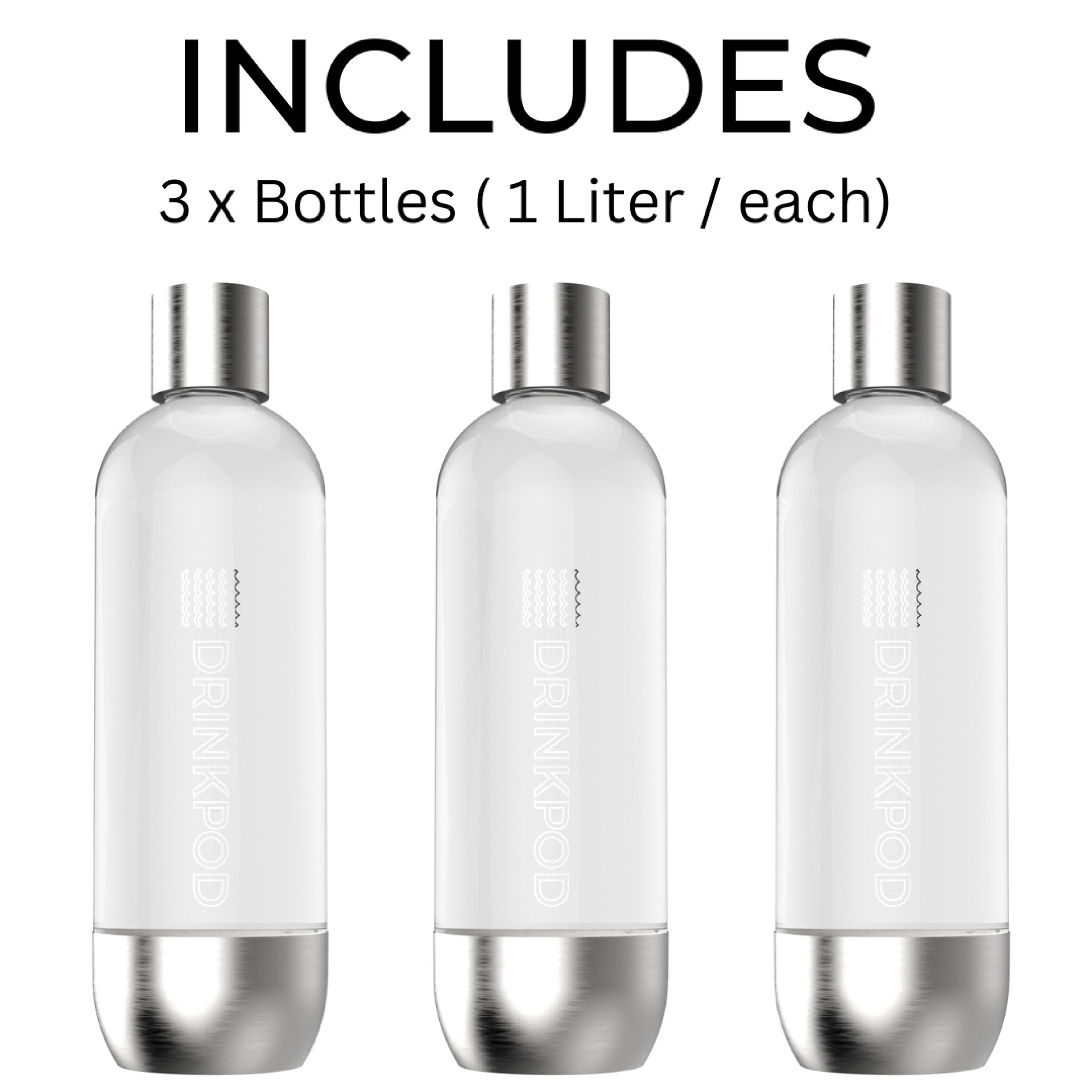 Drinkpod Soda Maker in Stainless Steel Sparkling Water Machine Carbonated Water Maker Includes 3 x Bottles (Sodapod Pro)