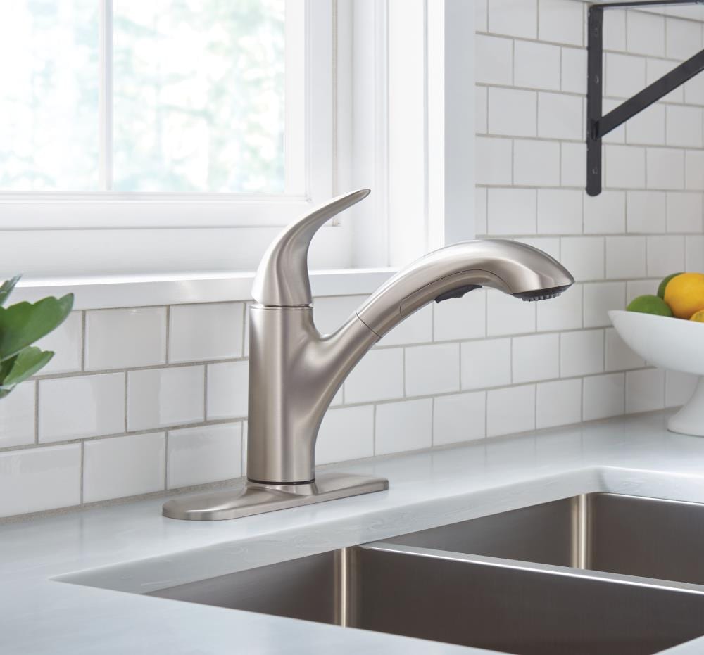 Moen 87039SRS Medina Spot Resist Stainless Single Handle Deck-mount Pull-out Kitchen Faucet with Sprayer ( Deck Plate Included )