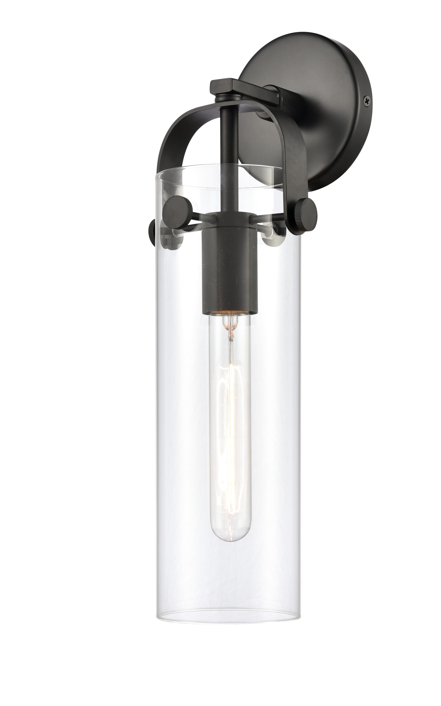Innovations Lighting 413-1W-BK-4CL Pilaster 4.88-in W 1 -Light Matte Black Industrial Wall Sconce