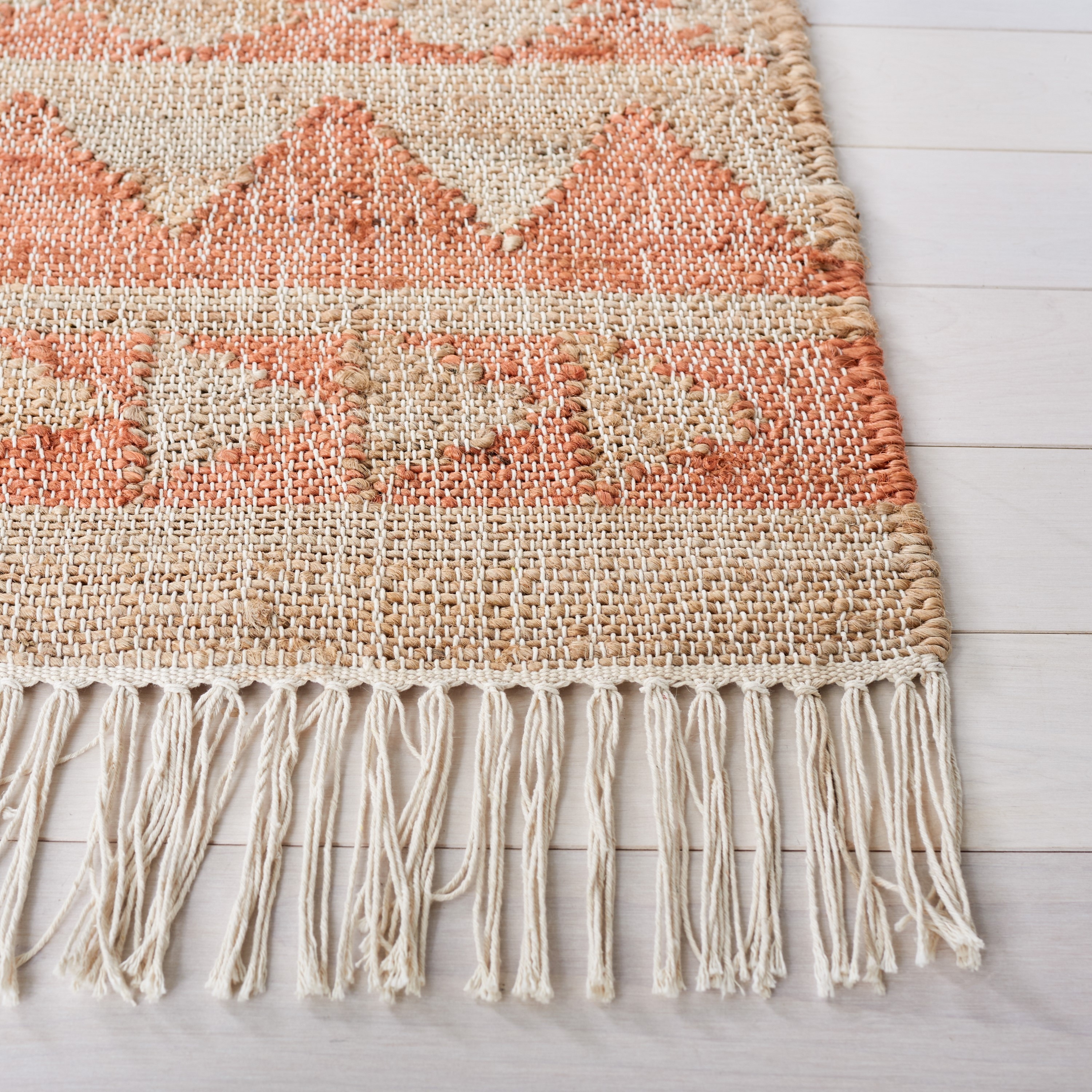 Natural and Rust Wool Handmade 8' x 10' Area Rug