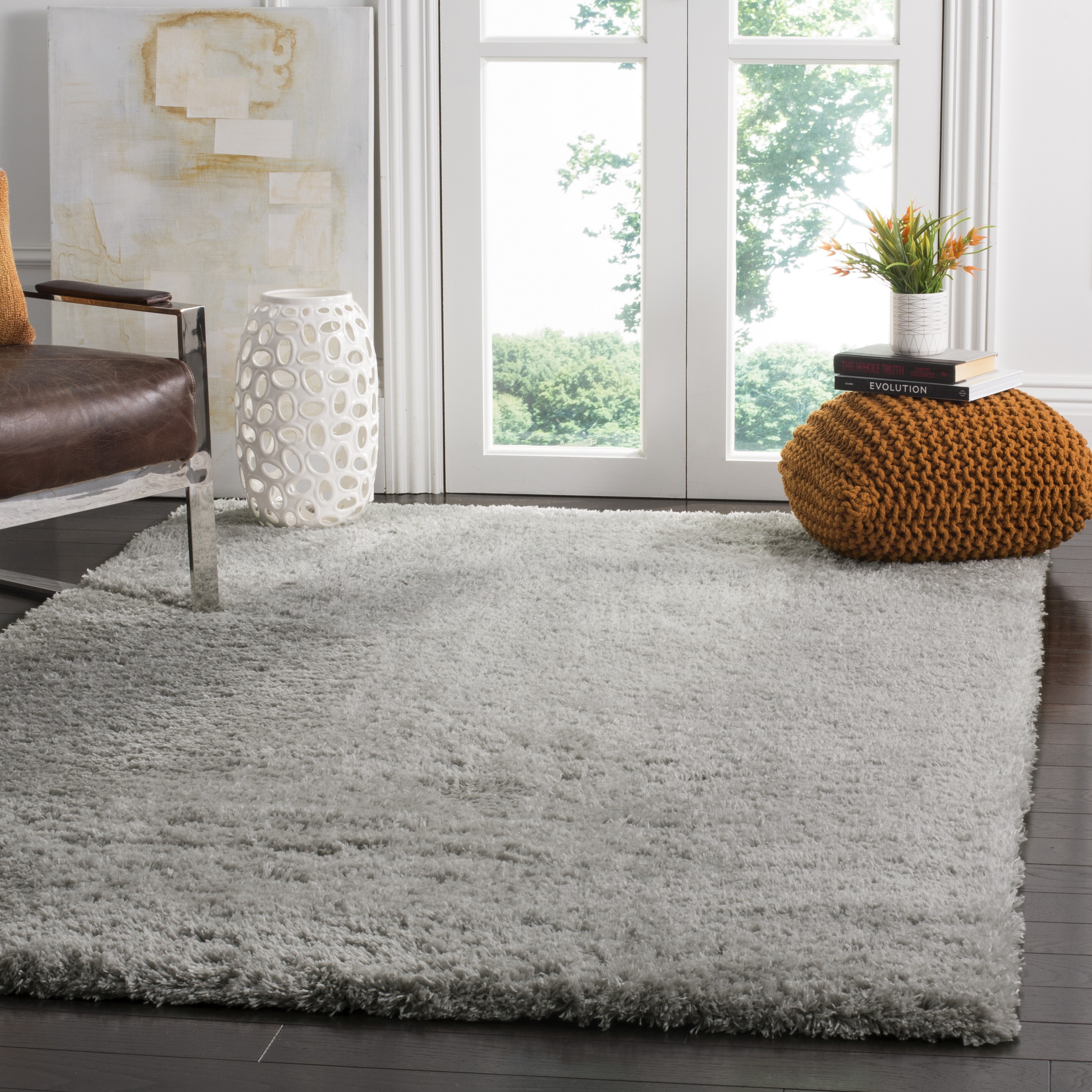 Safavieh SGI320B-5 Indie Sunile Shag 5 x 8 (ft) Loomed Synthetic Gray Rectangular Indoor Solid Area rug