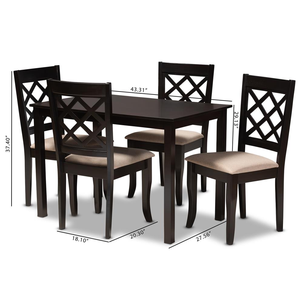 Baxton Studio Verner Sand Espresso Contemporary Modern Dining Room