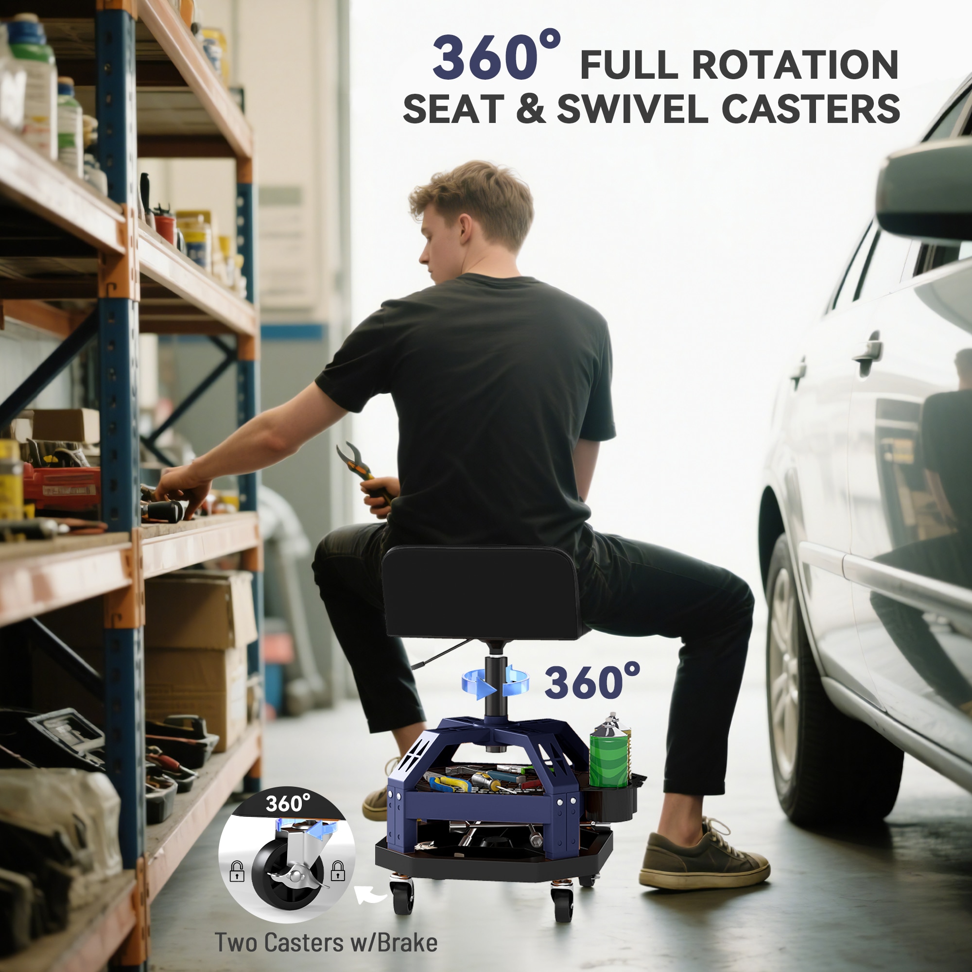 HomCom C20-082V00BU Creepers-Workseats - View #4