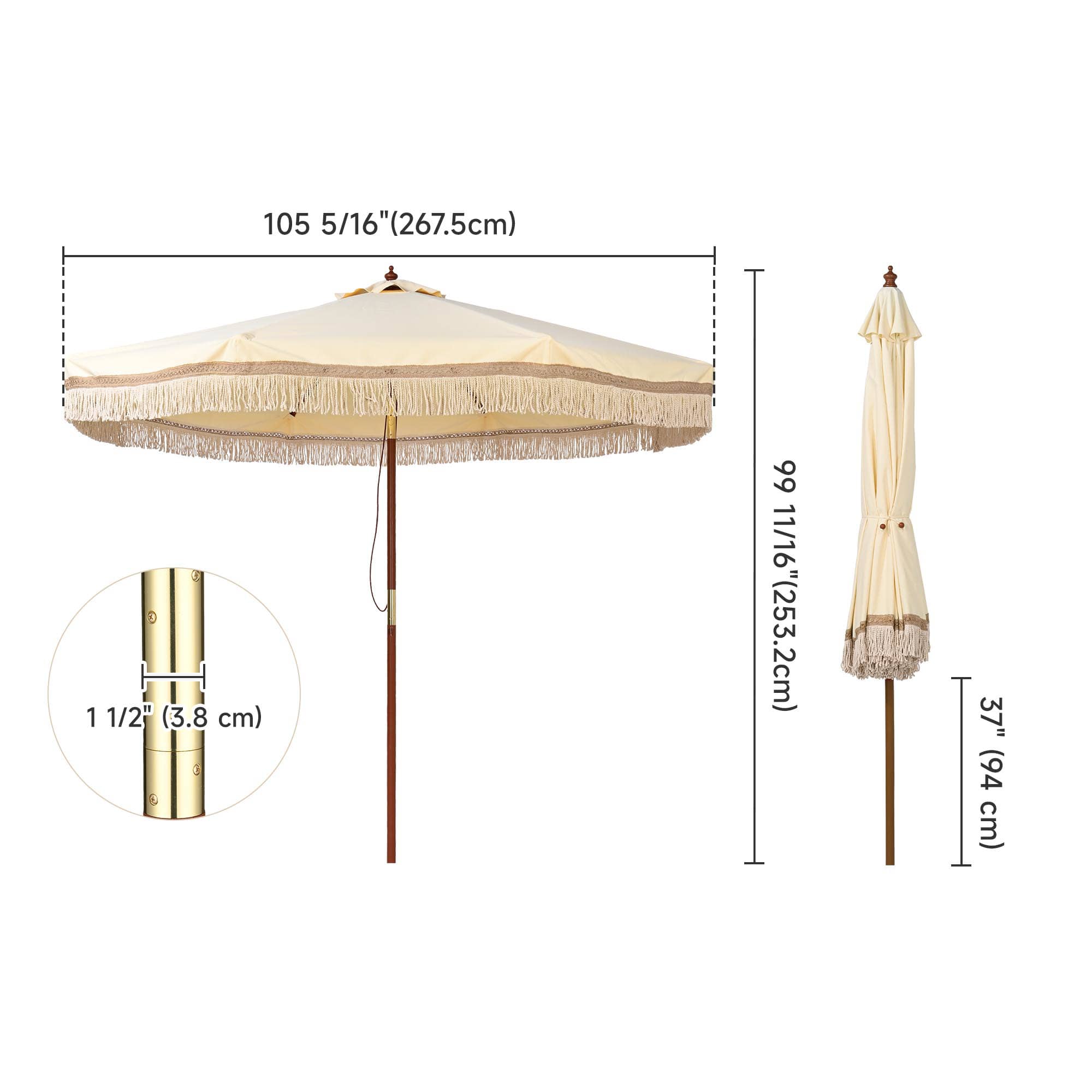 LAGarden 07LAU003-BH9-P2BT-LO Beach-Umbrellas - View #8