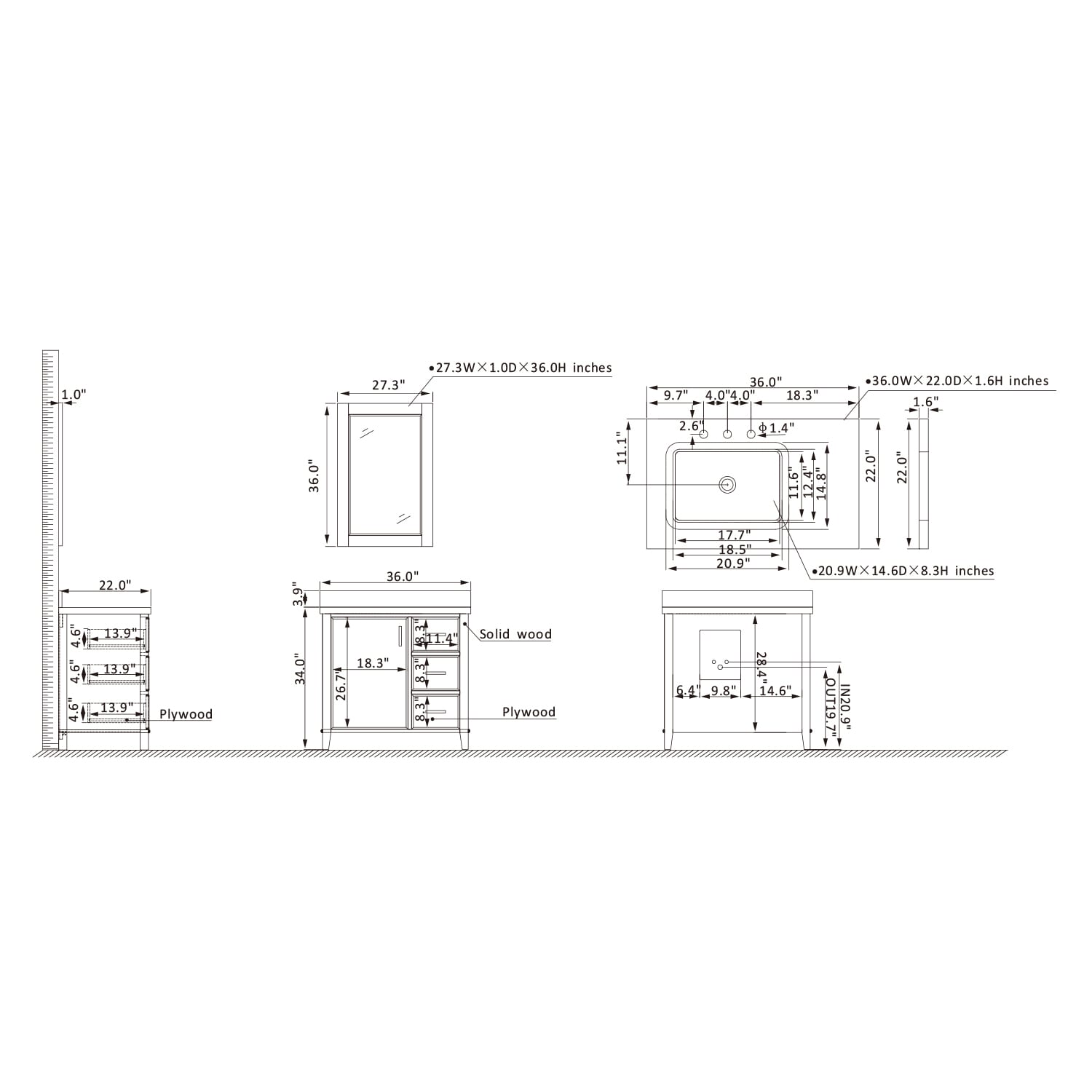 Altair 549036-BO-AW Bath-Vanity-Combo - View #10