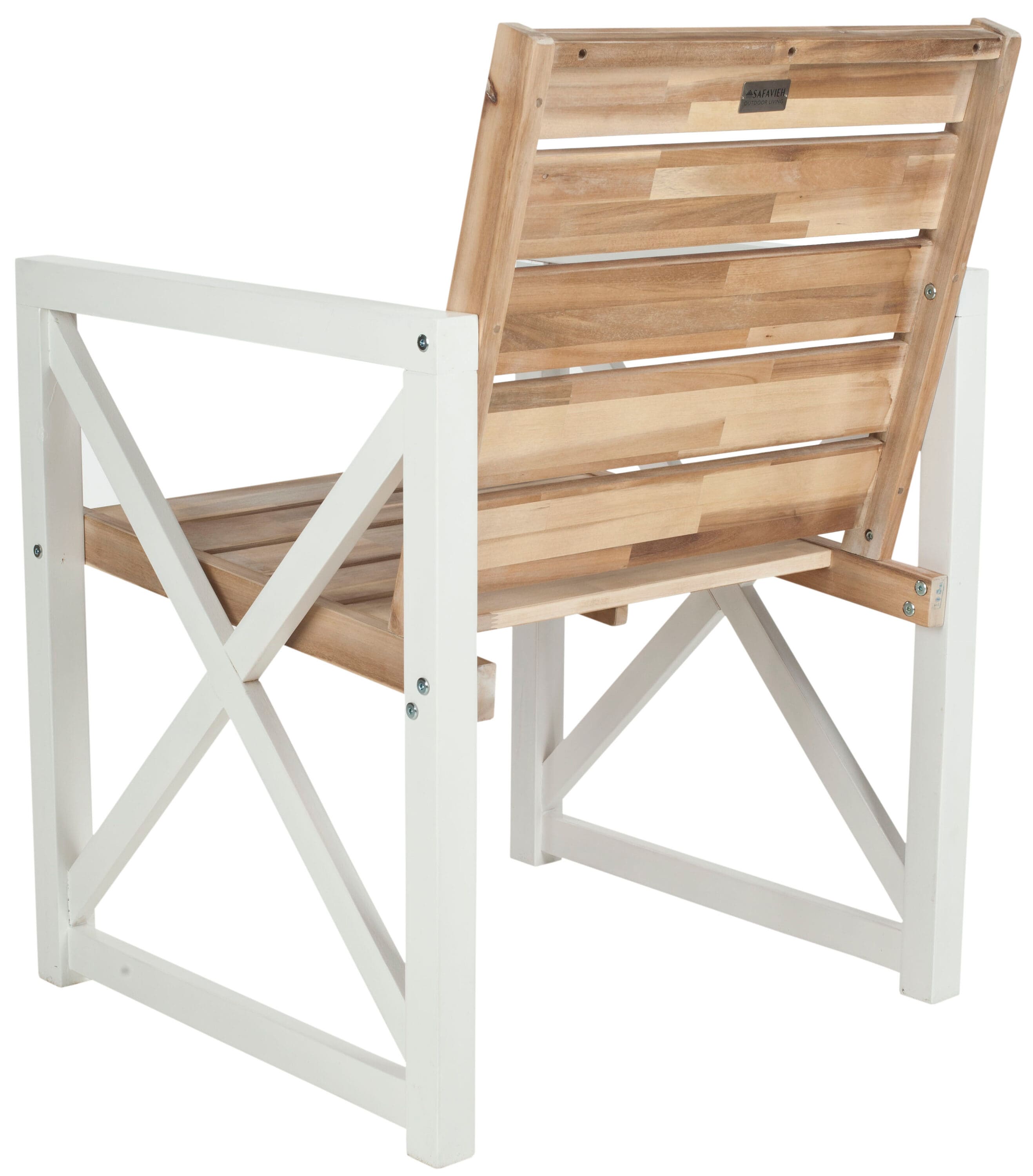 Safavieh FOX6701B-SET2 Irina Set of 2 Brown Wood Frame Stationary Conversation Chair with Slat Seat