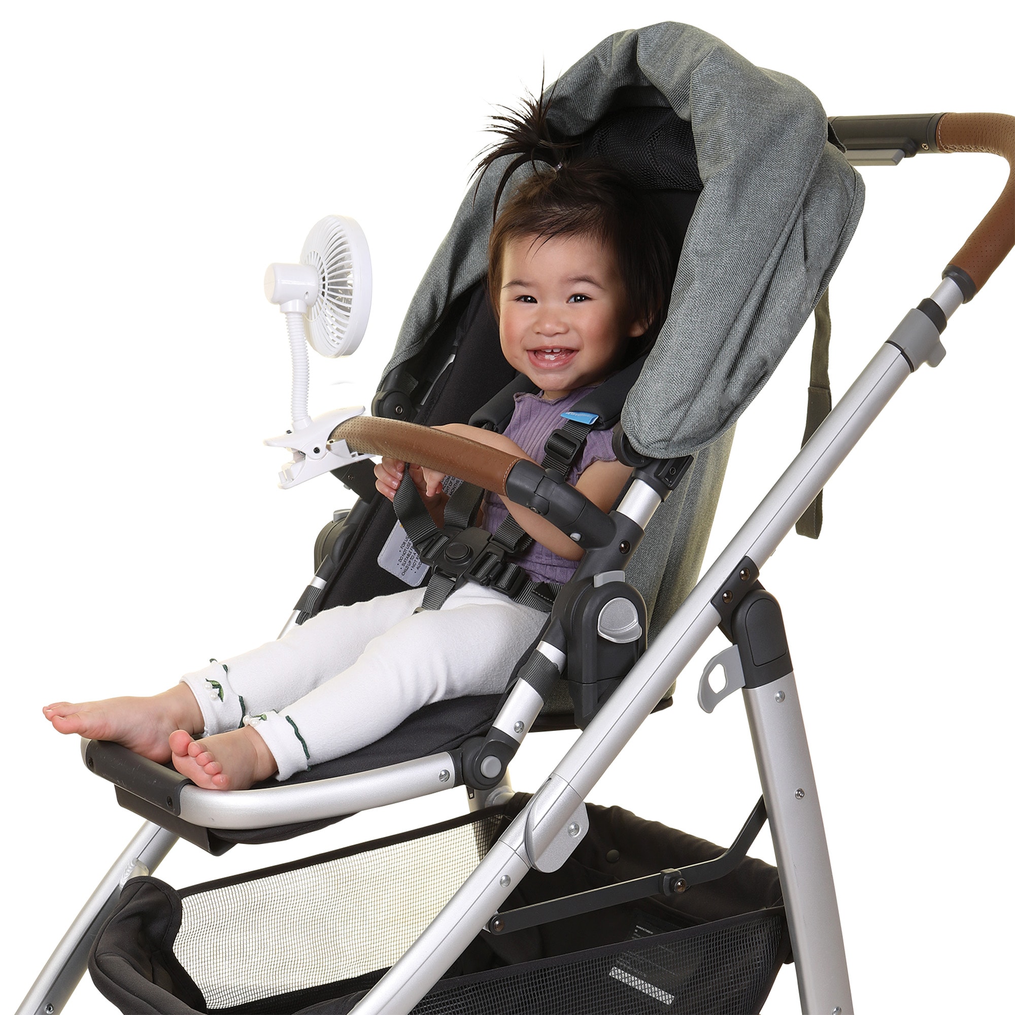 Dreambaby White Plastic Stroller Fan with Safety Guard, Clip-On