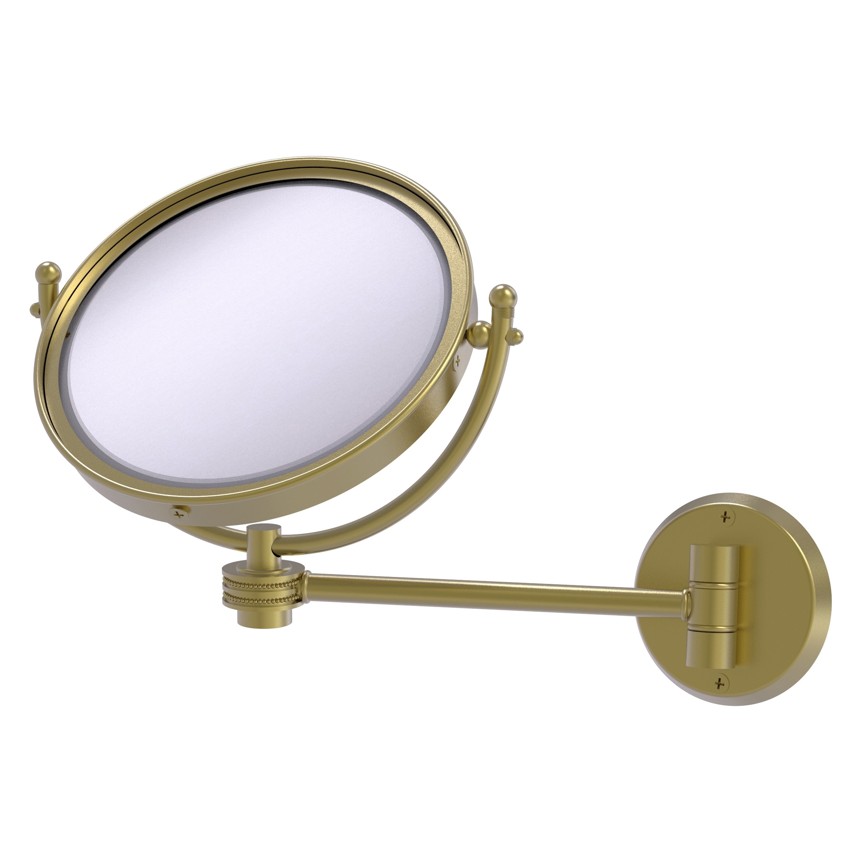 8-in x 10-in Satin Chrome Double-sided 5X Magnifying Wall-mounted Vanity Mirror | - Allied Brass WM-5D/4X-SBR