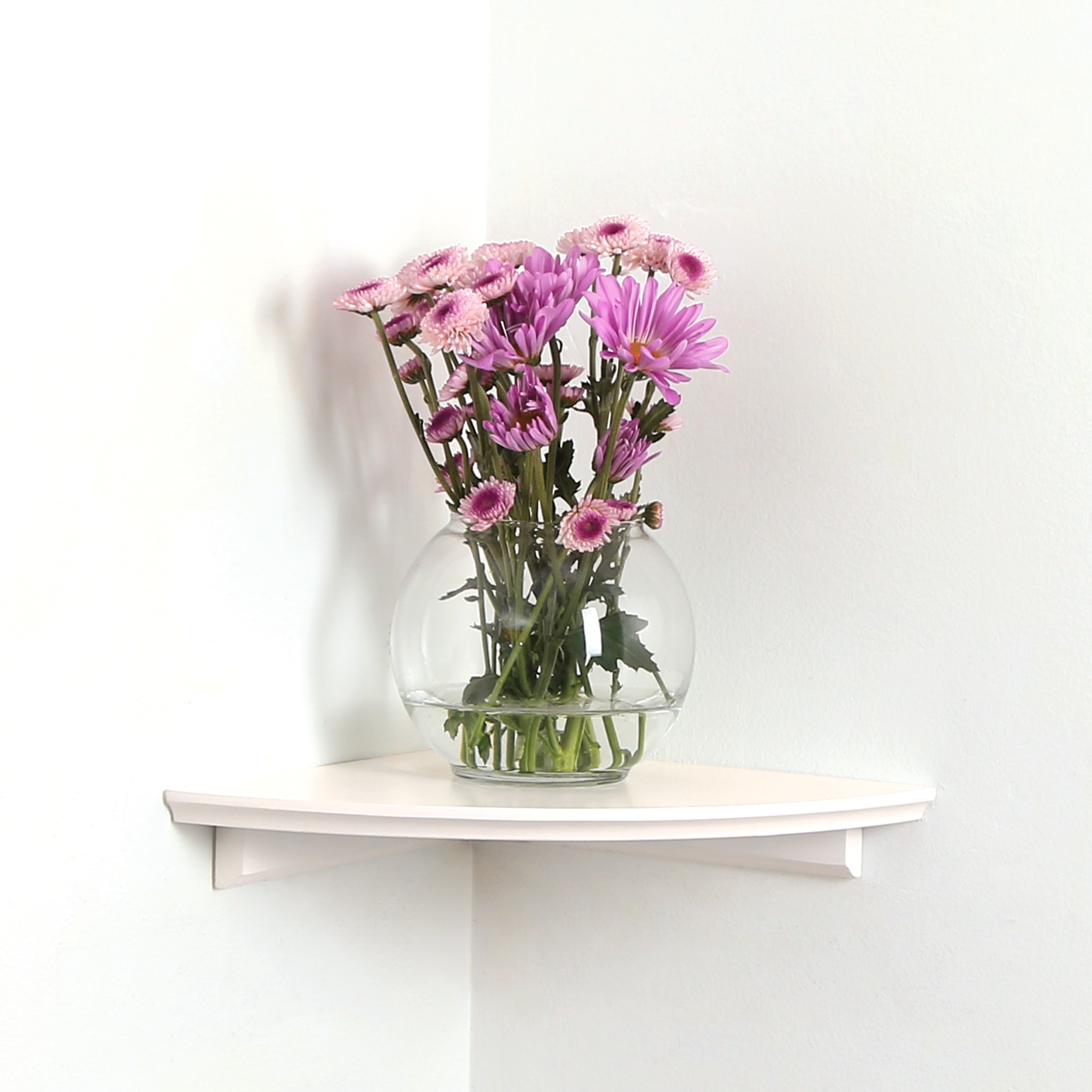 inPlace 9602220E 11.8-in L x 11.8-in D x 2-in H White MDF Corner Angular Bracket shelf