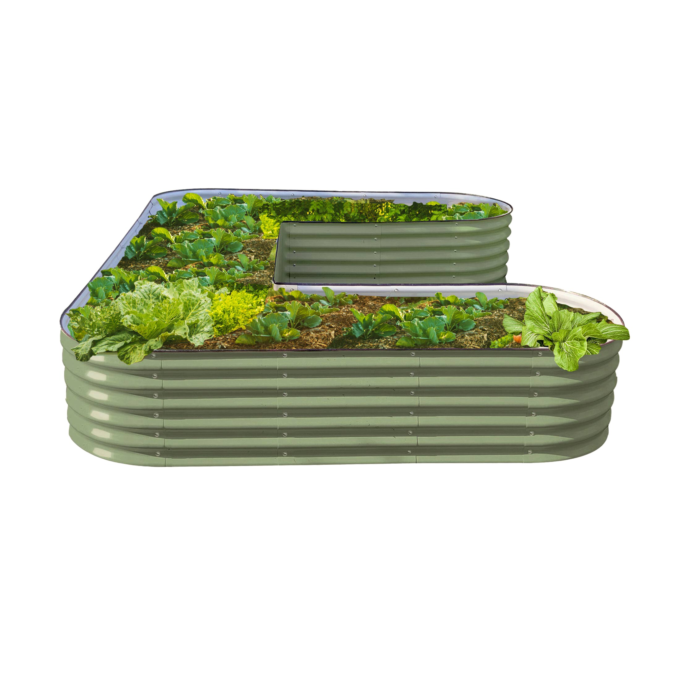 Vego Garden VBULG17G 62-cu ft 84-in W x 102-in L x 17-in H Olive Green Galvanized Metal Raised Garden Bed