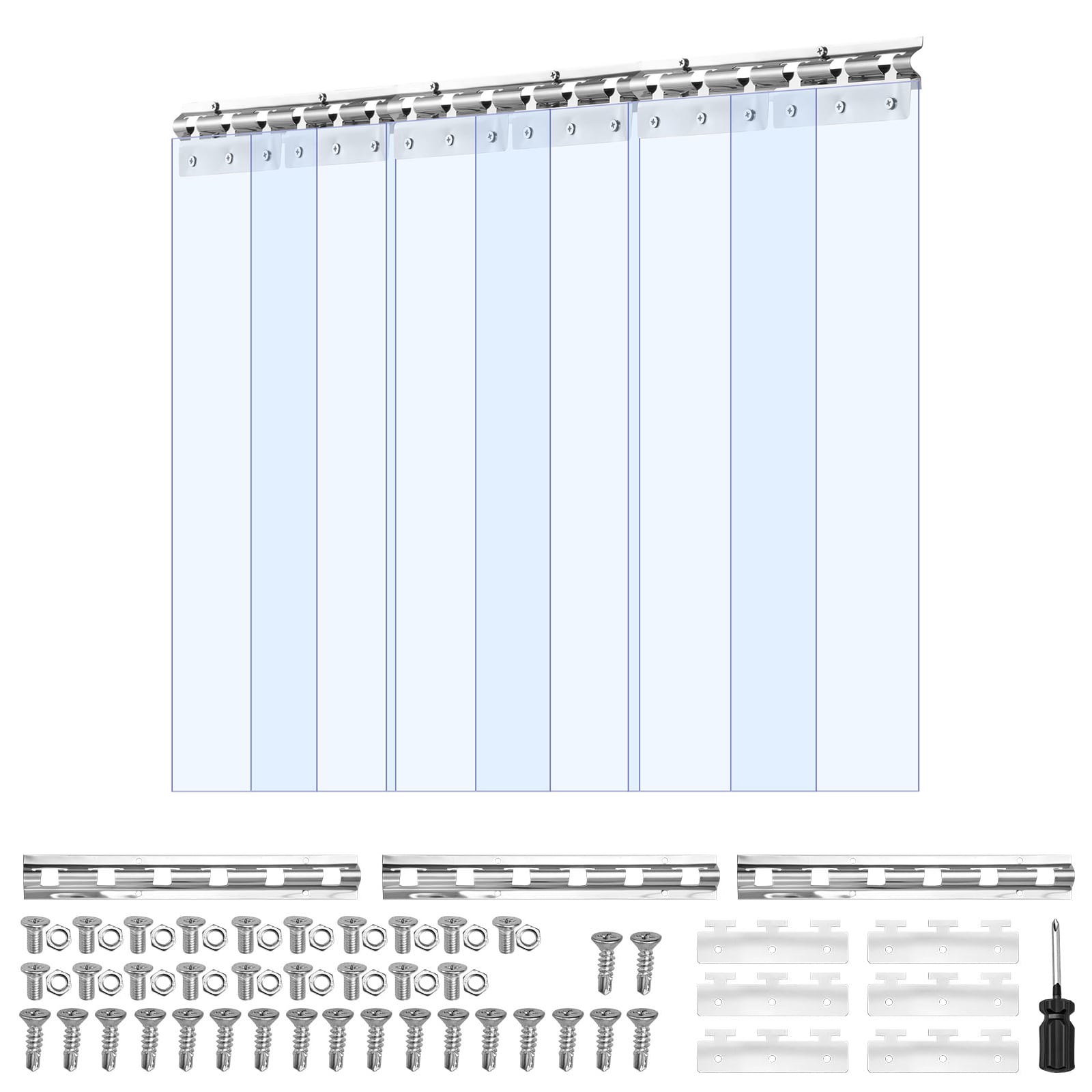 GIVIMO 84-in H x 38-in W Clear PVC Strip Curtain 6 Plastic Door Strips 0.08-in Thick for Walk-in Freezer Cooler Warehouse and Garage Thermal Insulating