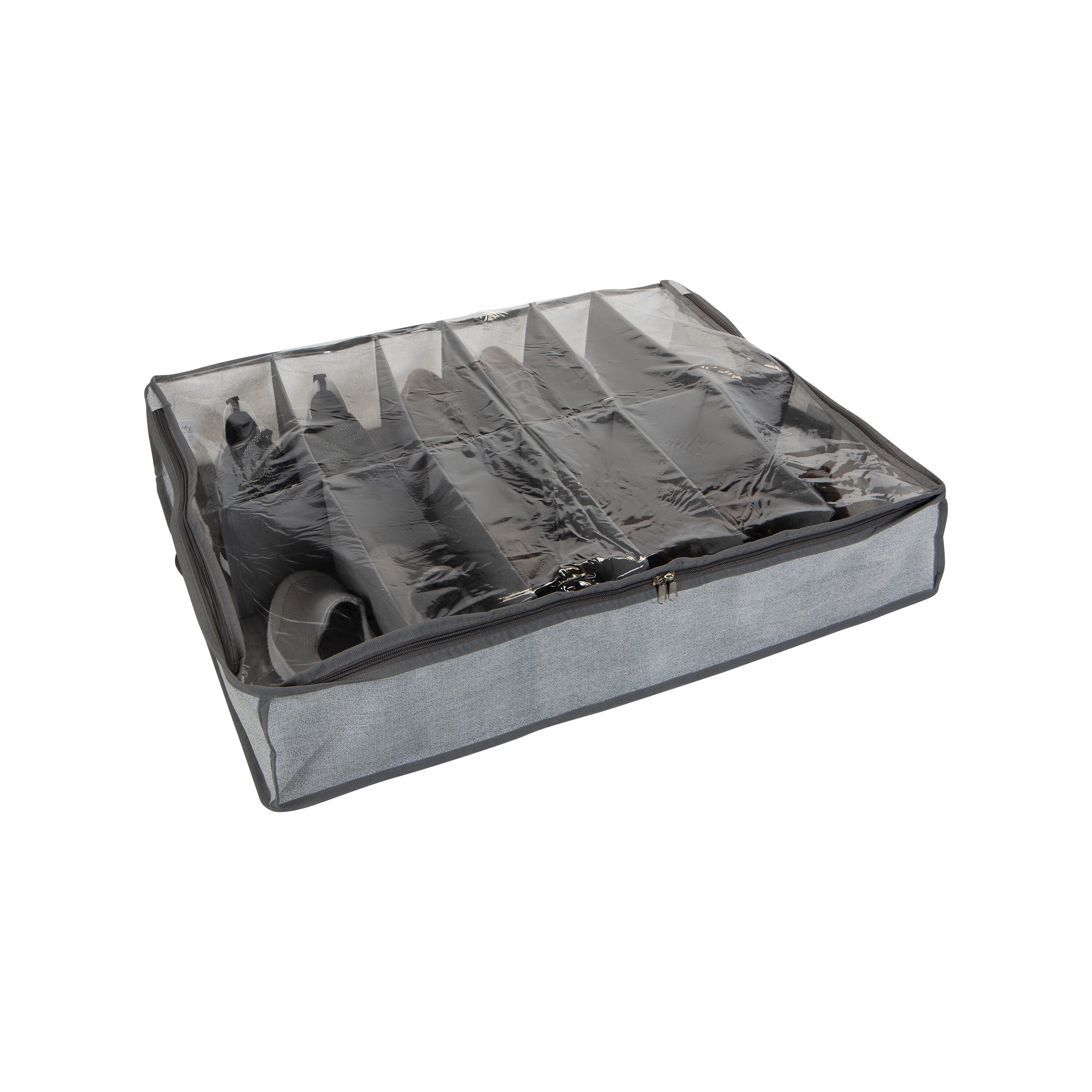 Simplify 25430-HEATHER 5.91-Inches H 12 pair Heather Grey Fabric Shoe organizer