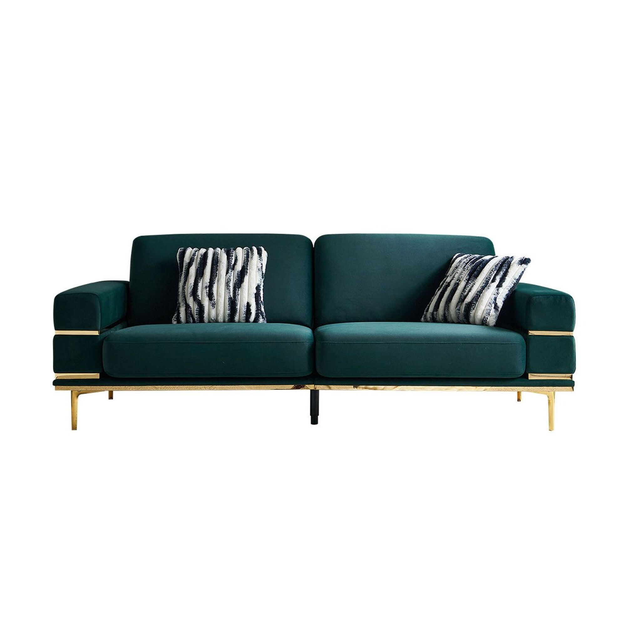 JASMODER Modern Green Velvet Small Sofa - Contemporary Style - Sturdy ...