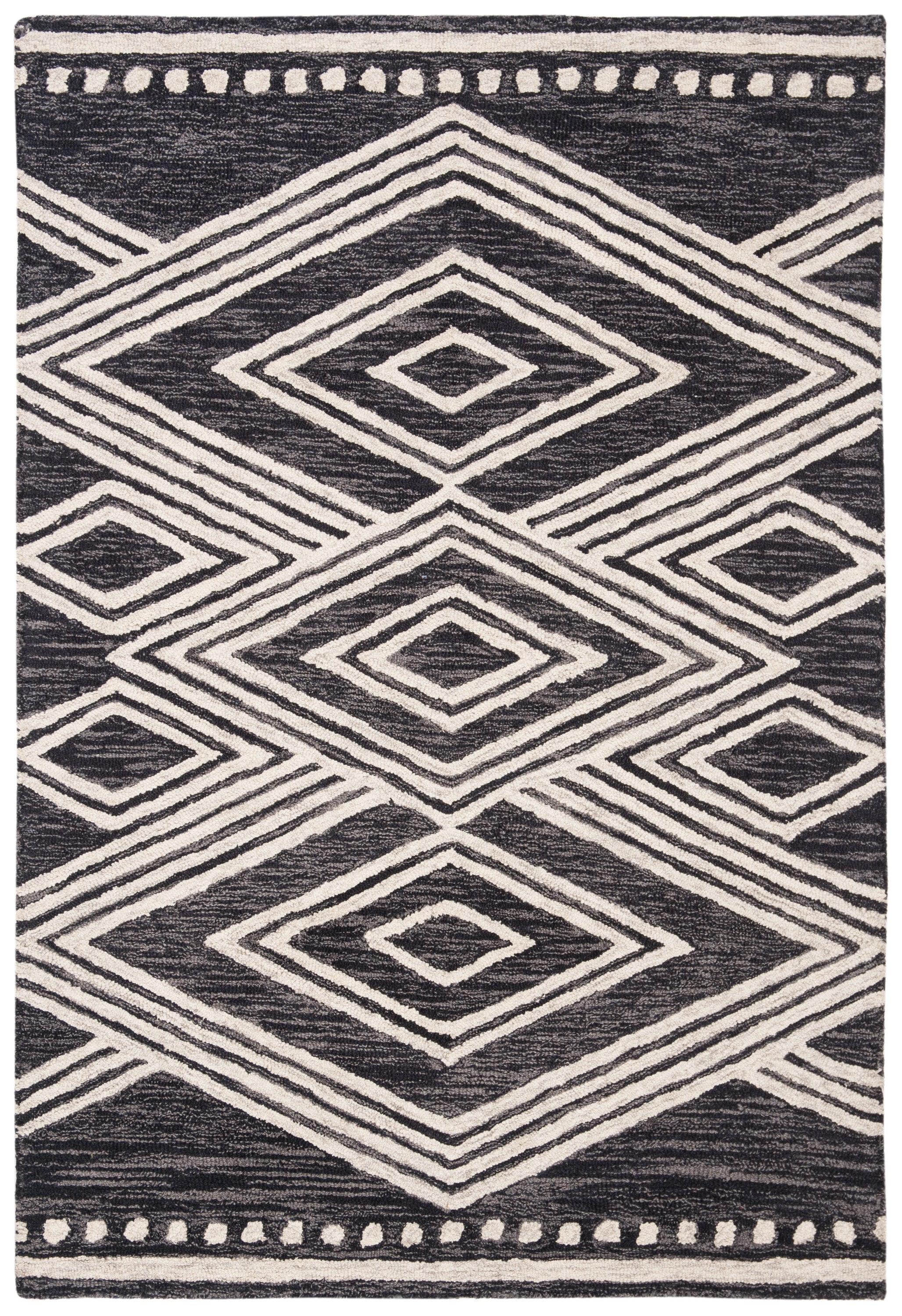 Micro-Loop 156H Charcoal Ivory 4 x 6 Rectangular Area rug