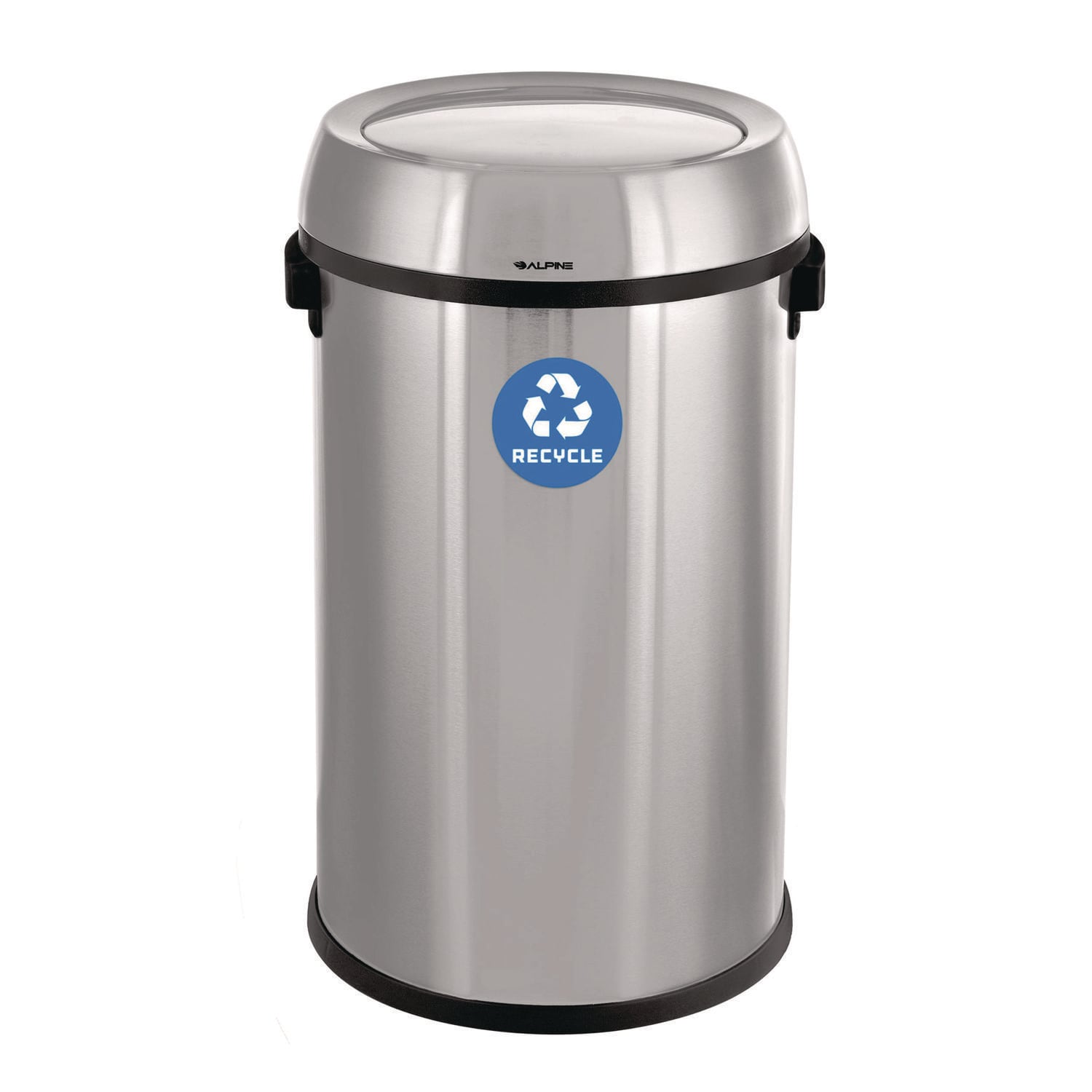 Alpine Industries 17 Gallon Stainless Steel Commercial Indoor Recycling Bin Receptacle with Swing Lid