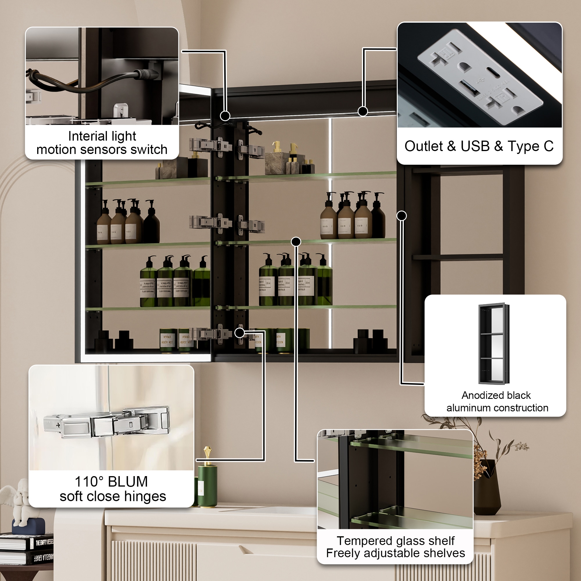 Forclover MEAM-12M3630RMC Bathroom-Medicine-Cabinets - View #2