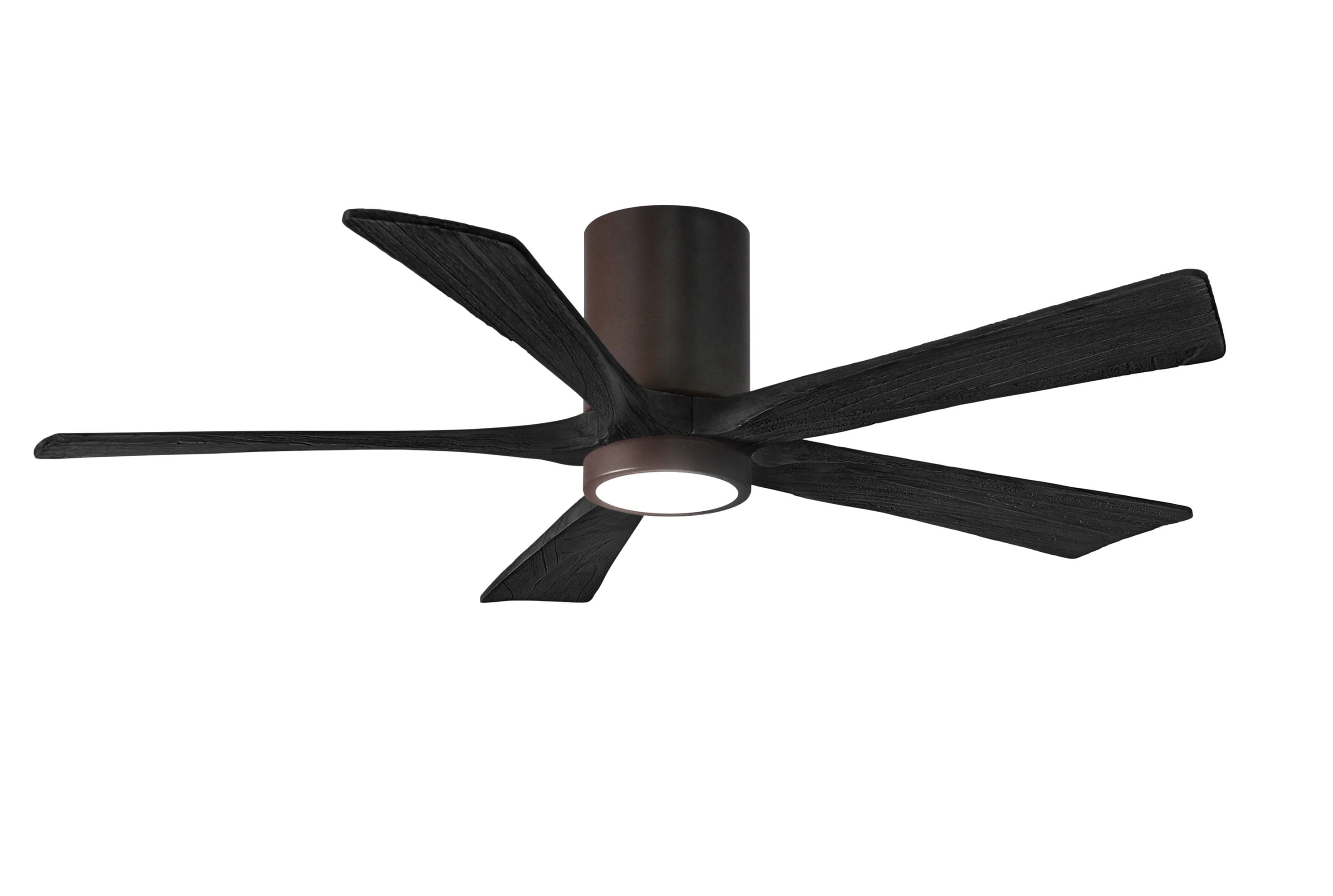 Matthews Fan Company IR5HLK-TB-BK-52 Irene-5HLK 52-in Color-Changing Integrated LED Outdoor Flush Mount Textured Bronze with Matte Black Blades Ceiling Fan With Light - Remote Included ( 5 -Blade )