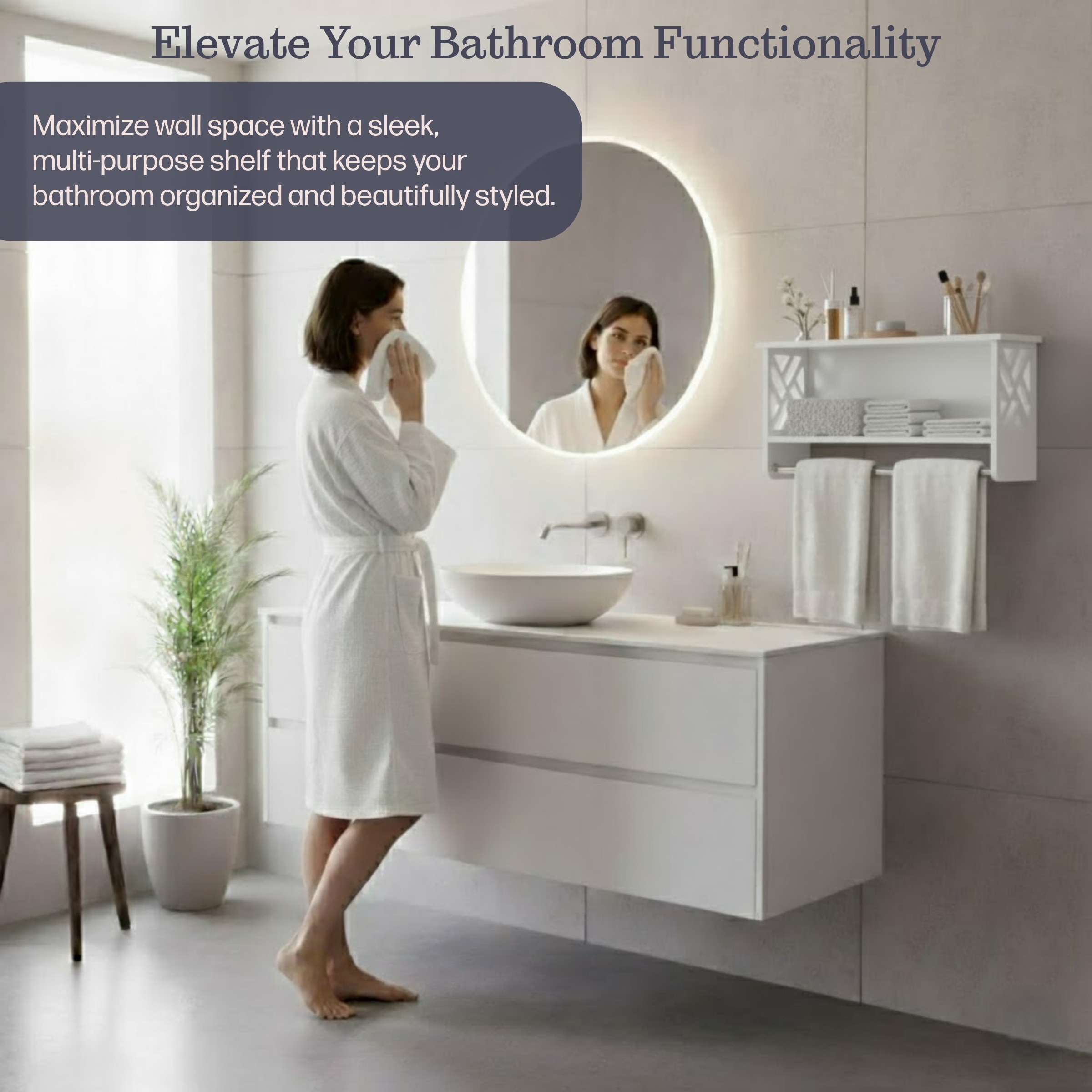 Alaterre Furniture ANCT70WH Bathroom-Shelves - View #2