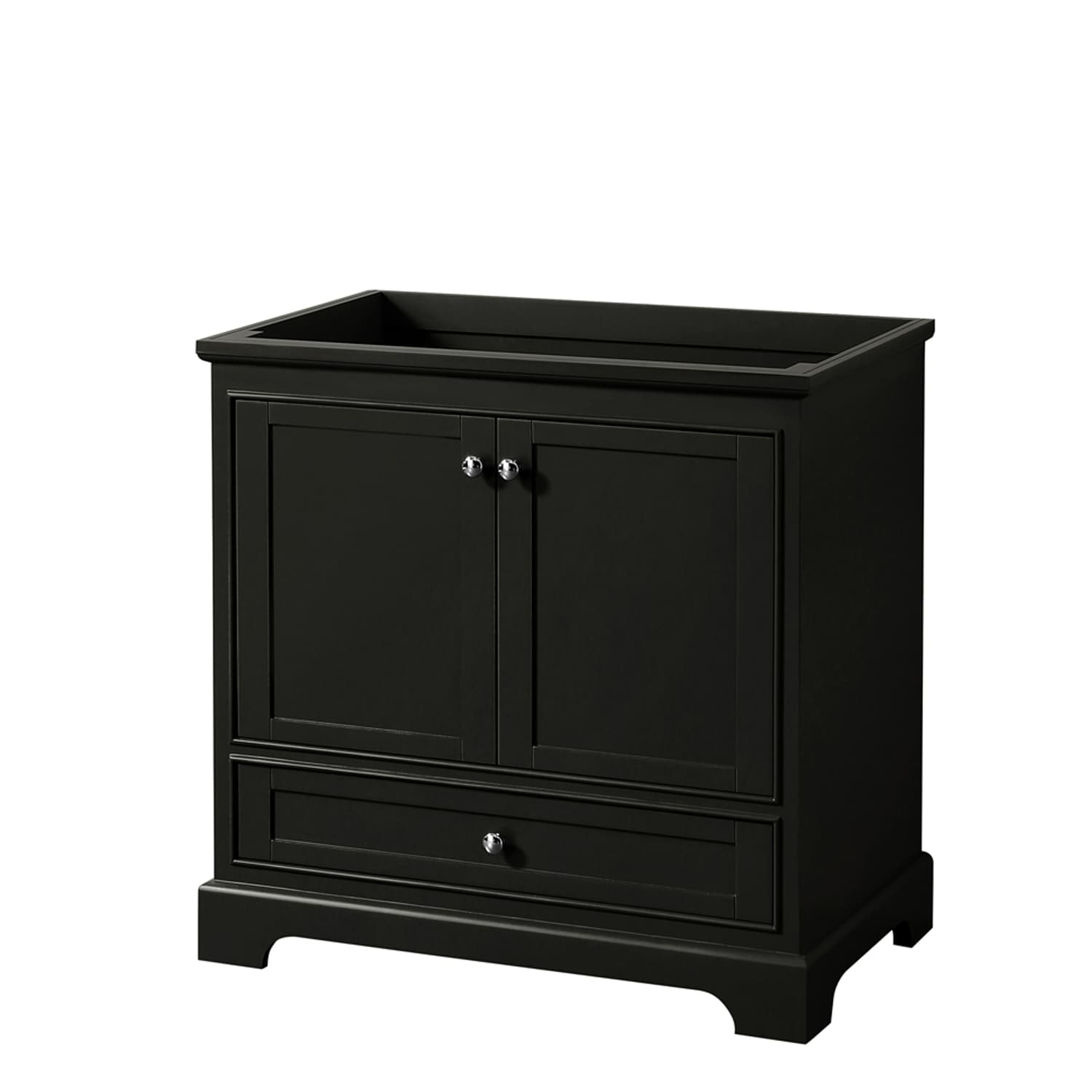 Wyndham Collection WCS202036SDECXSXXMXX Deborah 36-in Dark Espresso with Polished Chrome Trim Bathroom Vanity Base Cabinet without Top
