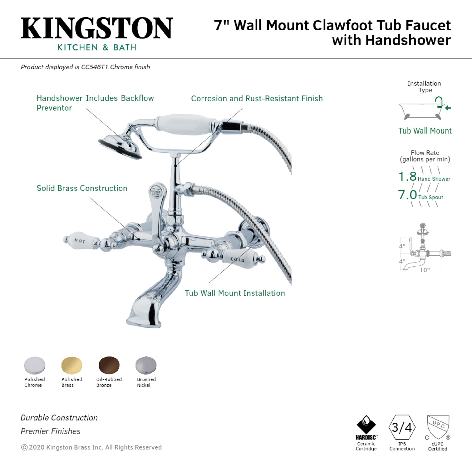 Kingston Brass WLCC546T1 Roman-Tub-Faucets - View #2