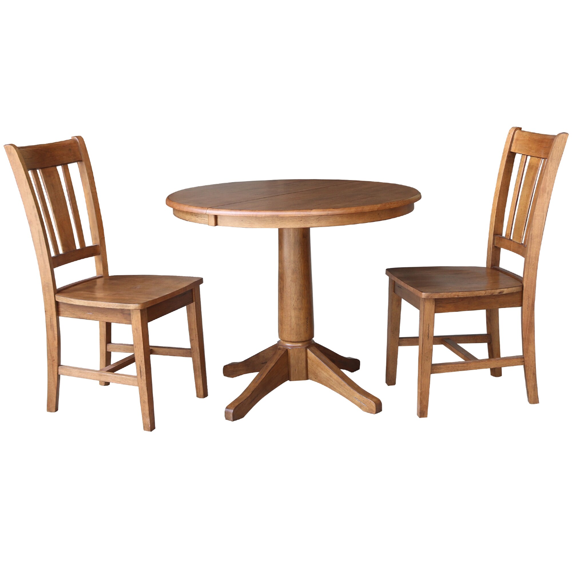 International Concepts K42-36RXT-27B-C10-2 Distressed oak Transitional Dining Room Set with Round Table ( Seats 4 )