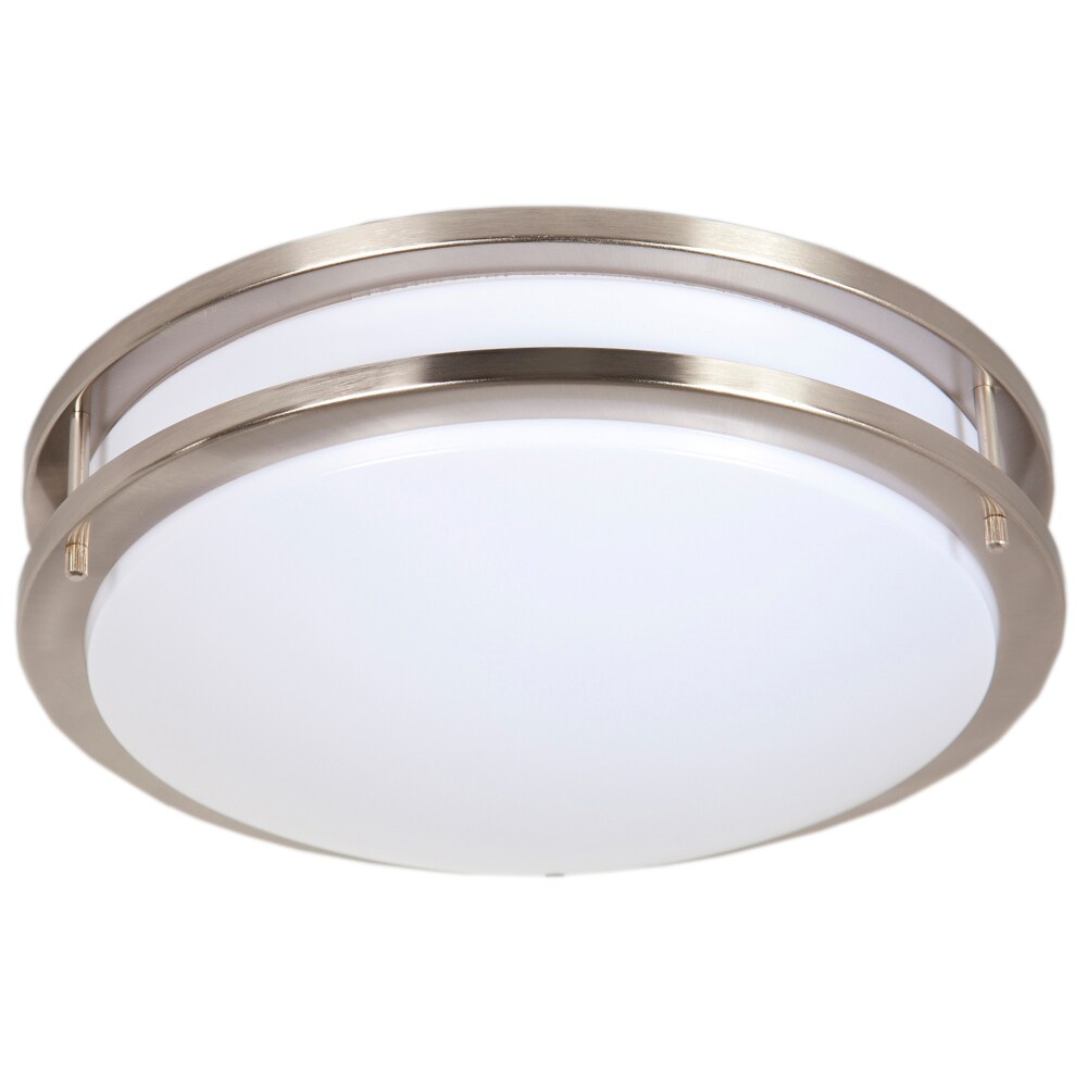 Maxxima Ceiling Mount 1-Light 3.5-in Satin Nickel LED Flush Mount Light ...