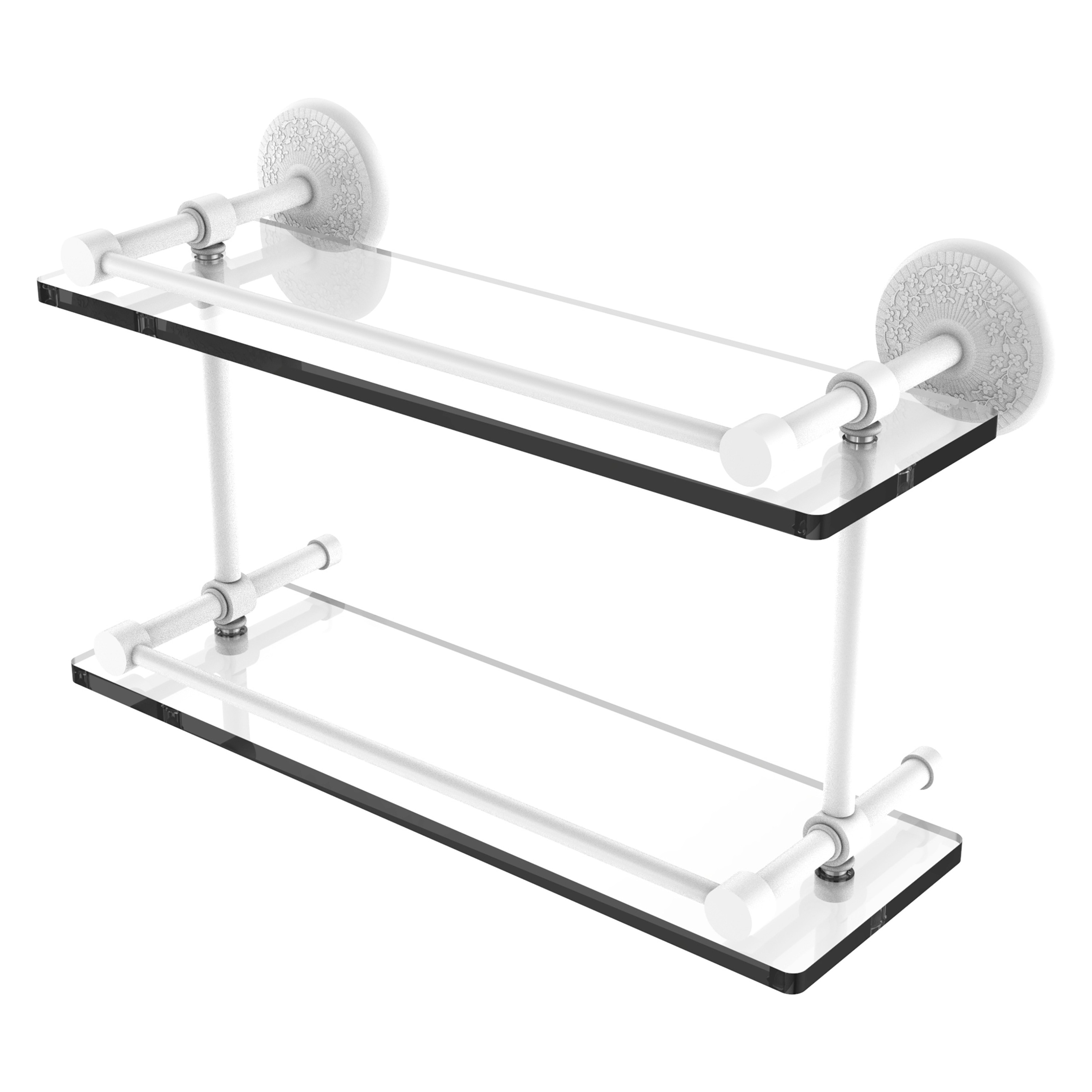Allied Brass MC-2/16-GAL-WHM Monte Carlo Matte White 2 -Tier Wall mount Bathroom Shelf ( 16-in x 8-in x 5-in )