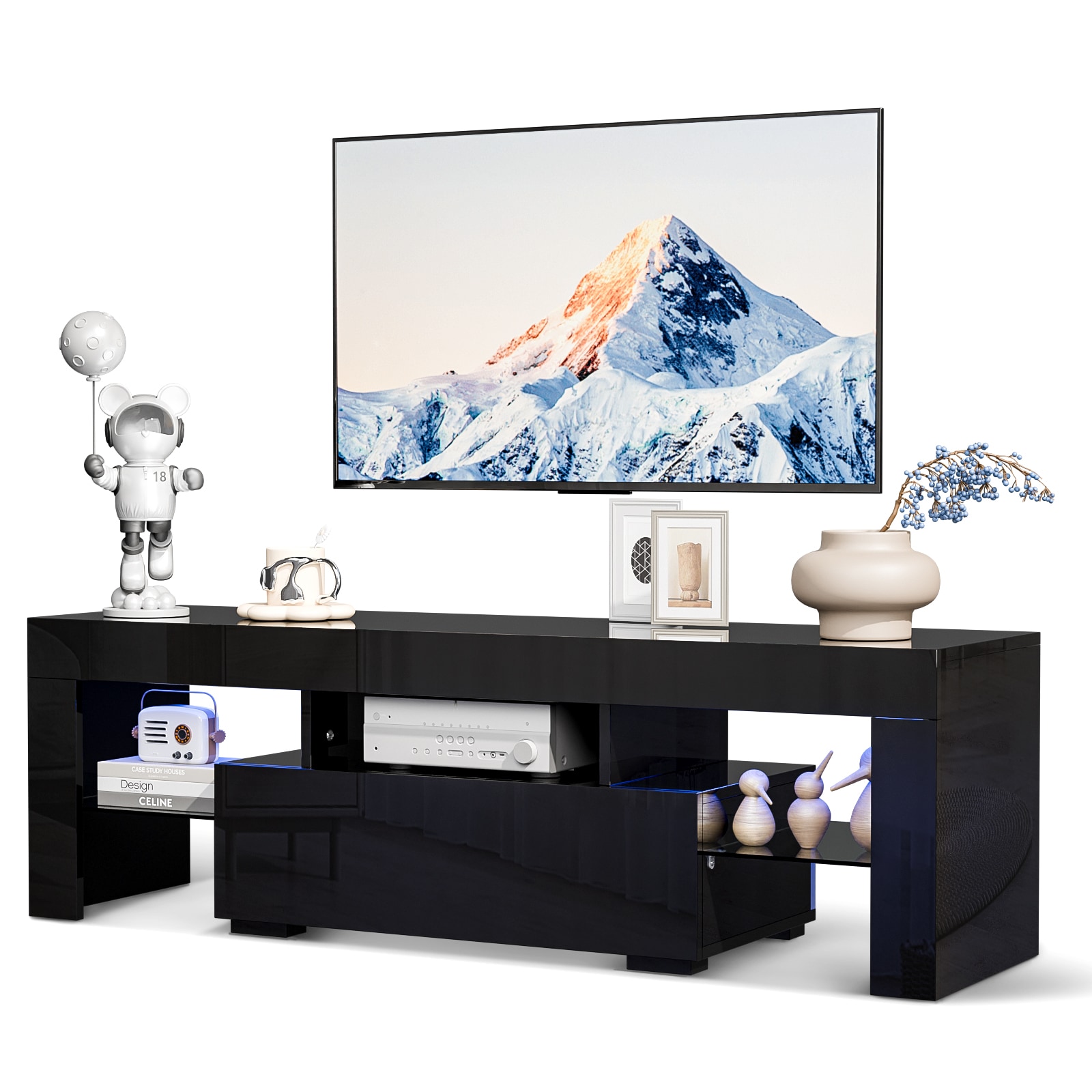 Winado LO1G52005578 Modern/Contemporary Black 50.8-in W TV cabinet ( Accommodates TVs up to 60-in )
