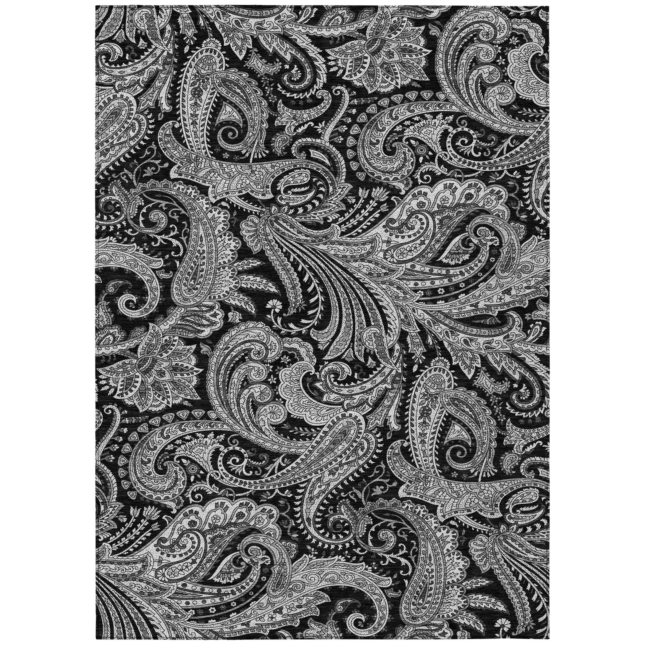 Addison Rugs ACN654BK9X12 Chantille ACN654BK 9 x 12 (ft) Polyester Black Rectangular Indoor/Outdoor Geometric Machine washable Area rug